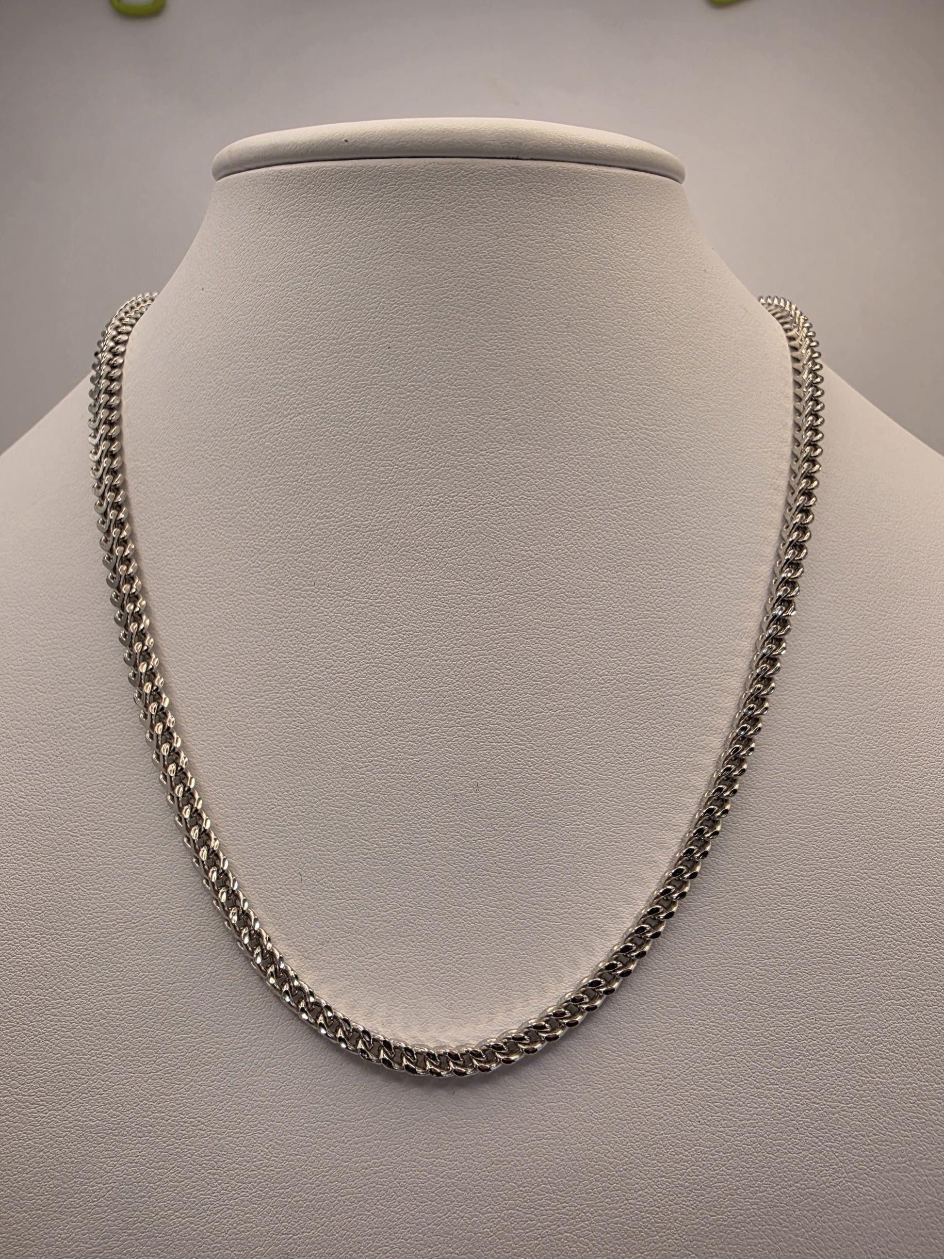 Sterling Silver Franco Chain Necklace | 925 Silver | 18 Inch | 4.54mm | Box Weave | Mens Womens Unisex Chain