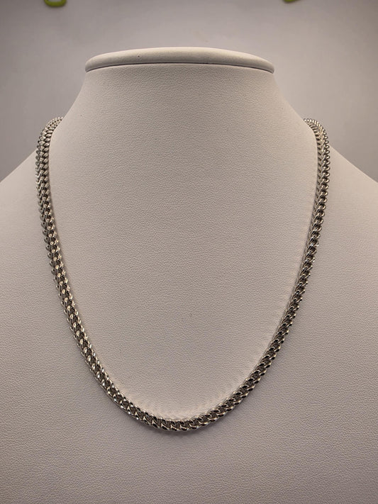 Sterling Silver Franco Chain Necklace | 925 Silver | 18 Inch | 4.54mm | Box Weave | Mens Womens Unisex Chain