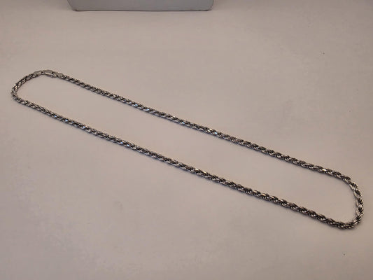 Sterling Silver Rope Chain Necklace | 925 Silver | 20 Inch | 3.2mm | Twisted Rope | Mens Womens Unisex Chain
