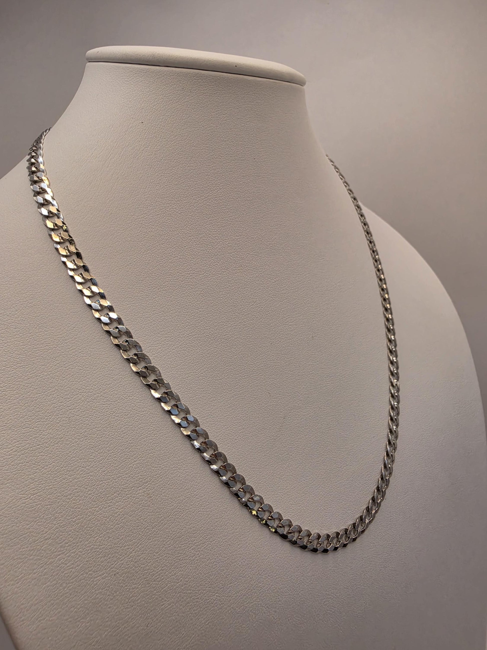 Sterling Silver Curb Chain Necklace | 925 Silver | 20 Inch | 5.3mm | Flat Cuban Link | Mens Womens Unisex Chain