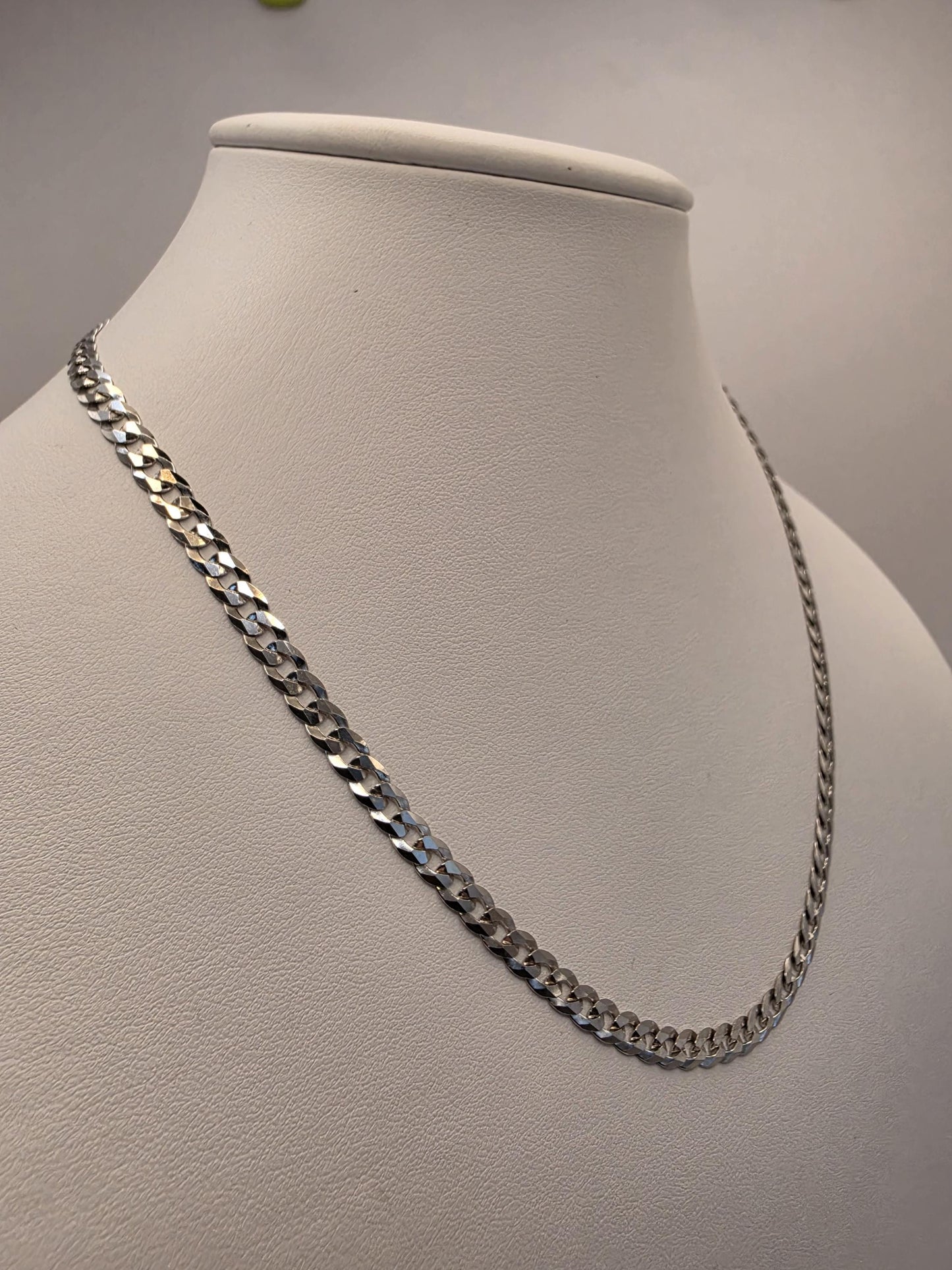 Sterling Silver Curb Chain Necklace | 925 Silver | 18 Inch | 4.62mm | Flat Cuban Link | Mens Womens Unisex Chain