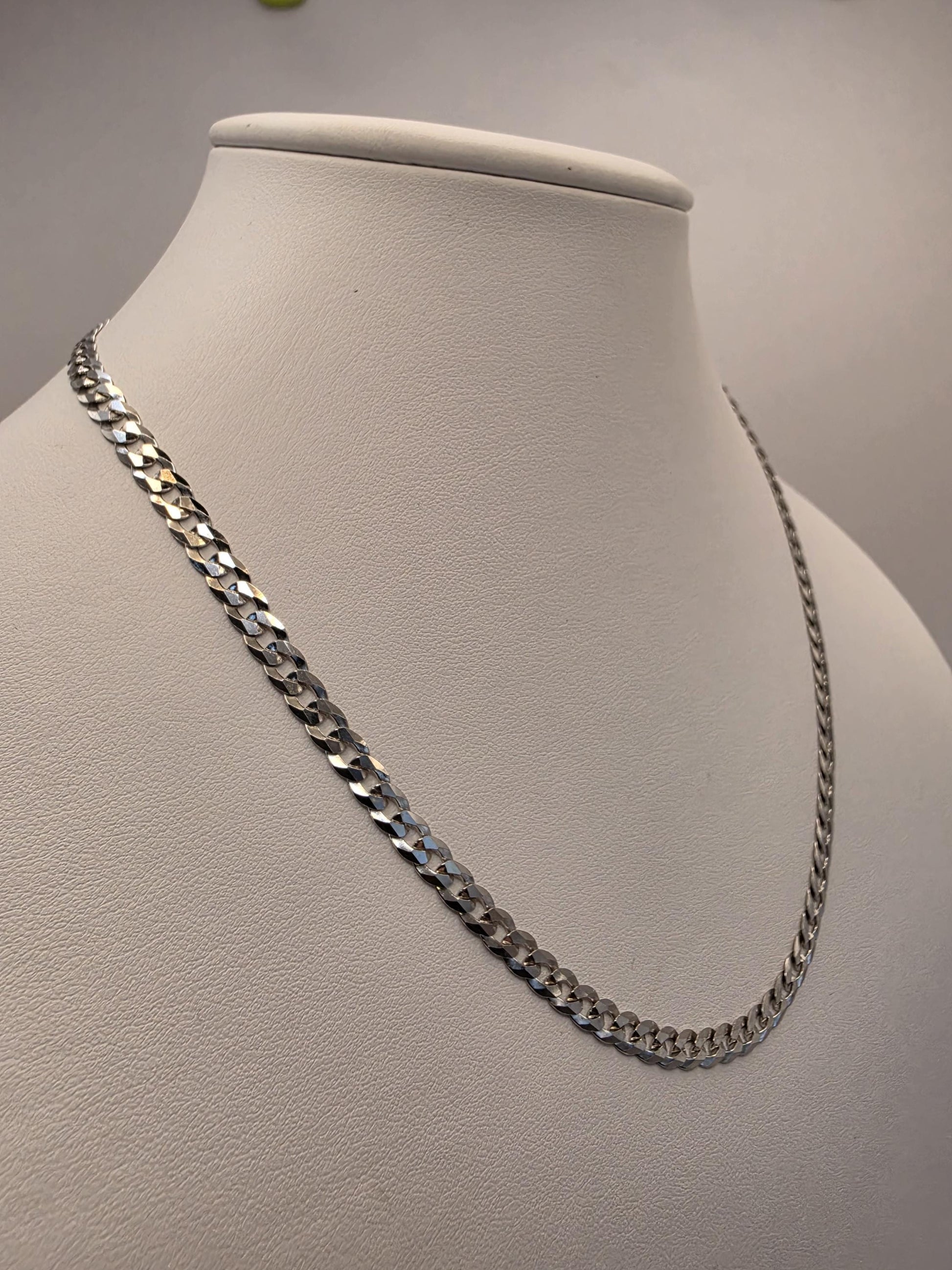 Sterling Silver Curb Chain Necklace | 925 Silver | 18 Inch | 4.62mm | Flat Cuban Link | Mens Womens Unisex Chain