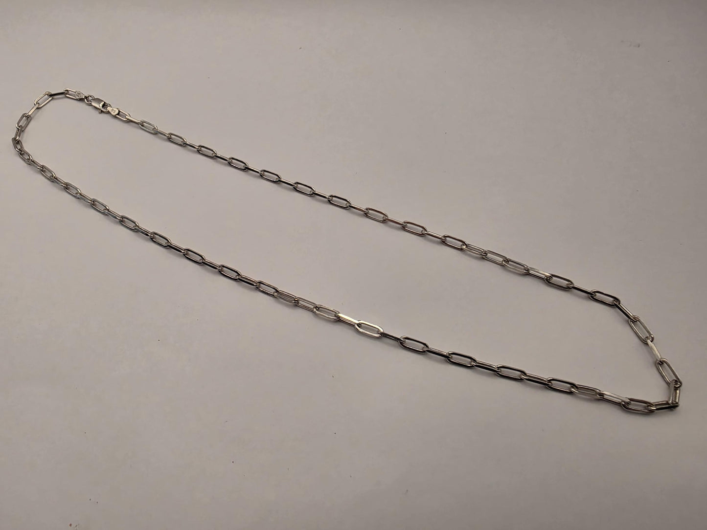 Sterling Silver Paperclip Chain Necklace | 925 Silver | 20 Inch | 3.3mm | Elongated Link Layering Chain | Unisex