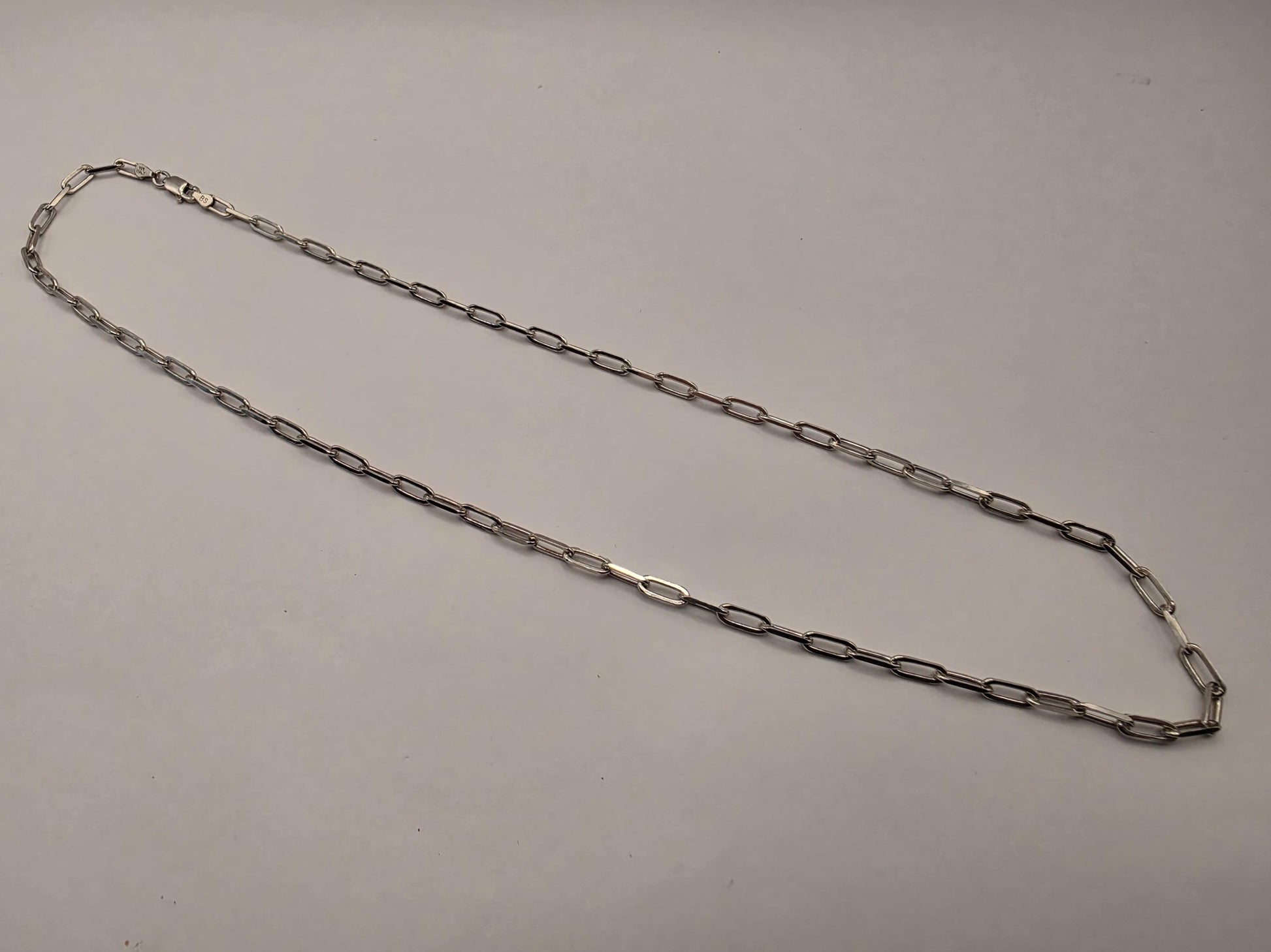 Sterling Silver Paperclip Chain Necklace | 925 Silver | 20 Inch | 3.3mm | Elongated Link Layering Chain | Unisex