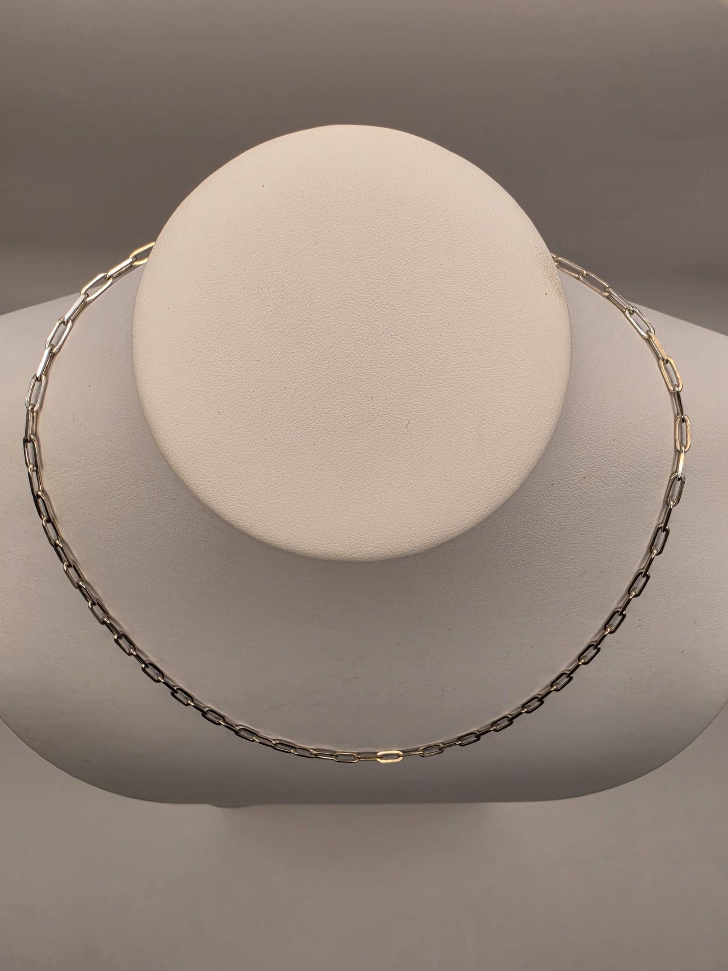 Sterling Silver Paperclip Chain Necklace | 925 Silver | 20 Inch | 3.3mm | Elongated Link Layering Chain | Unisex