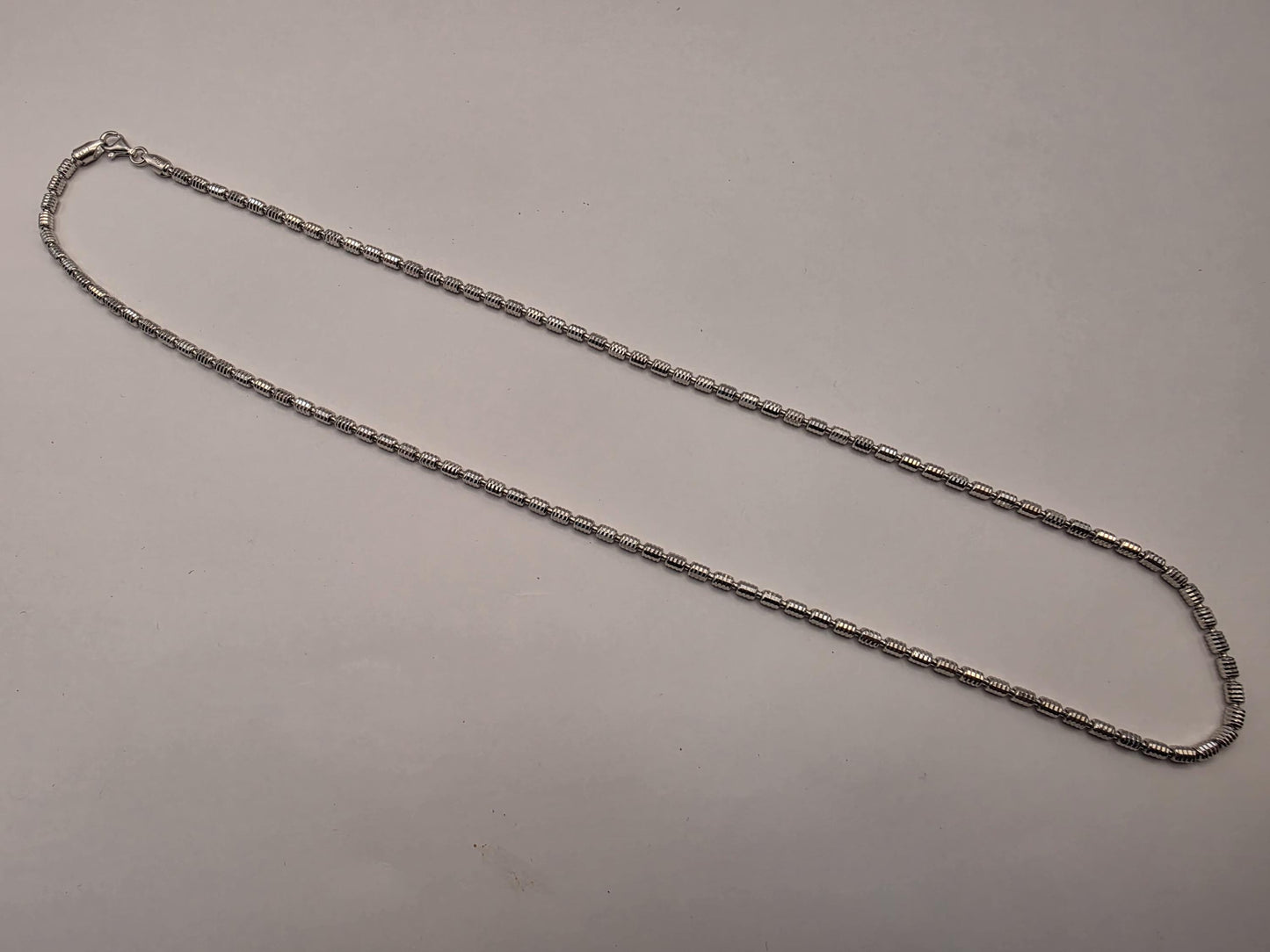 Sterling Silver Beaded Bar Chain Necklace | 925 Silver | 22 Inch | 2.93mm | Diamond Cut Link | Mens Womens Unisex