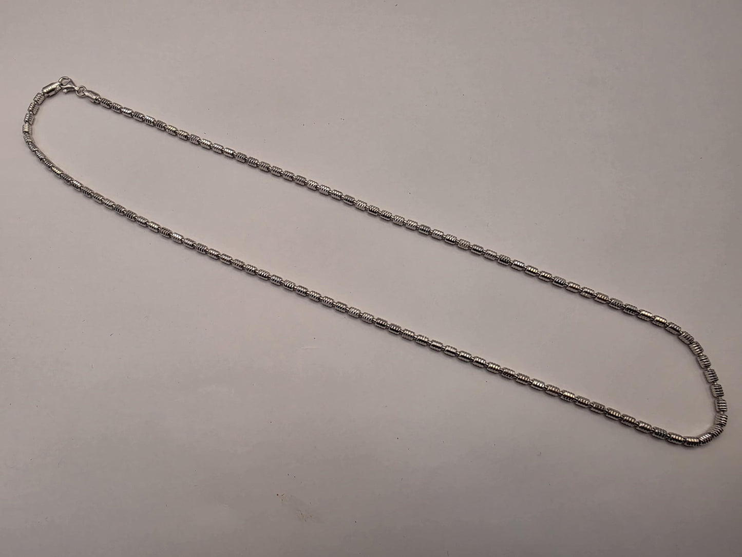 Sterling Silver Beaded Bar Chain Necklace | 925 Silver | 22 Inch | 2.93mm | Diamond Cut Link | Mens Womens Unisex