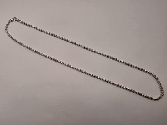 Sterling Silver Beaded Bar Chain Necklace | 925 Silver | 22 Inch | 2.93mm | Diamond Cut Link | Mens Womens Unisex