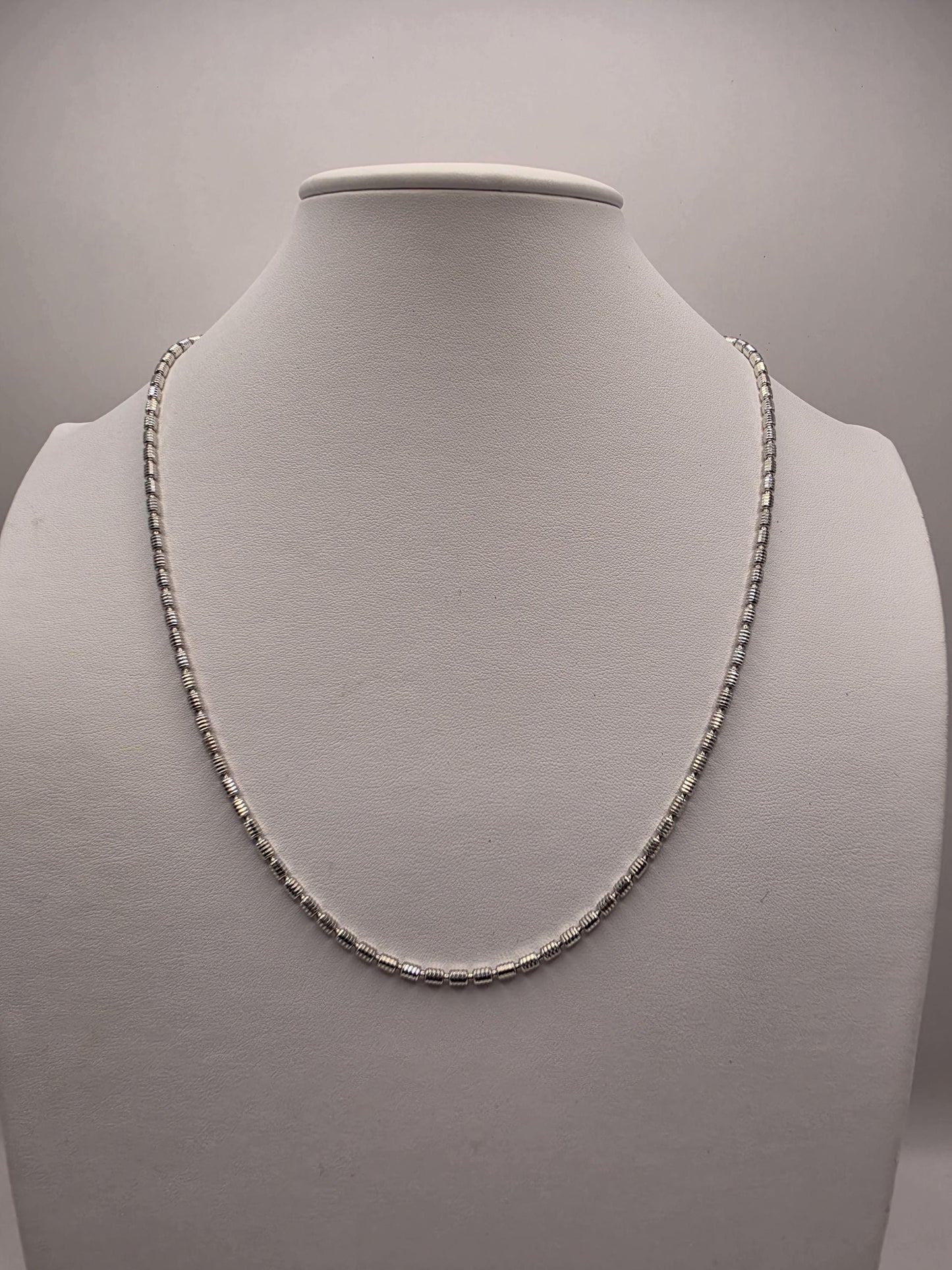 Sterling Silver Beaded Bar Chain Necklace | 925 Silver | 22 Inch | 2.93mm | Diamond Cut Link | Mens Womens Unisex