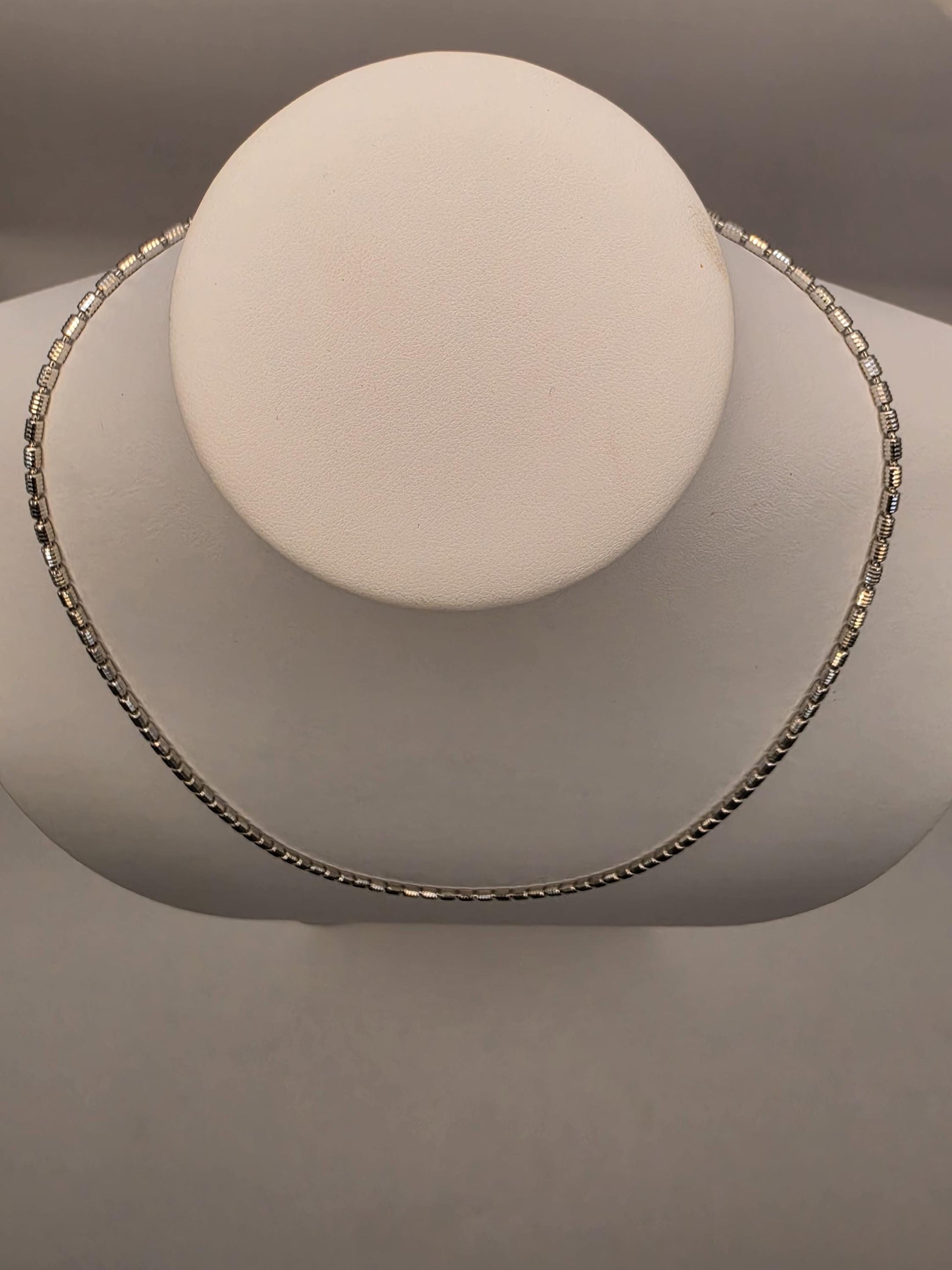 Sterling Silver Beaded Bar Chain Necklace | 925 Silver | 22 Inch | 2.93mm | Diamond Cut Link | Mens Womens Unisex