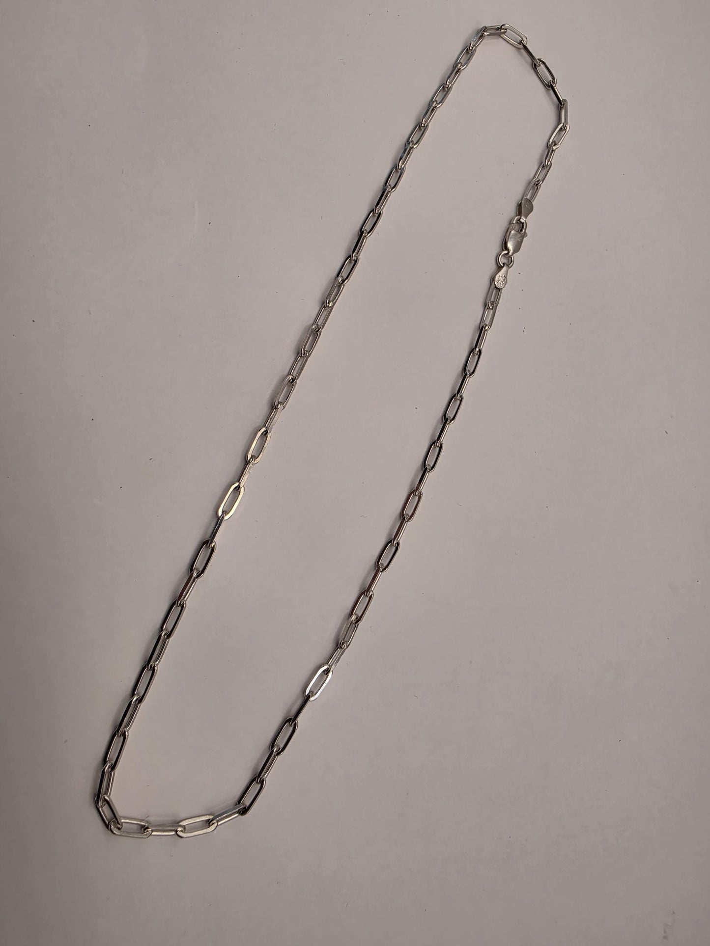 Sterling Silver Paperclip Chain Necklace | 925 Silver | 18 Inch | 3.2mm | Elongated Link Layering Chain | Unisex