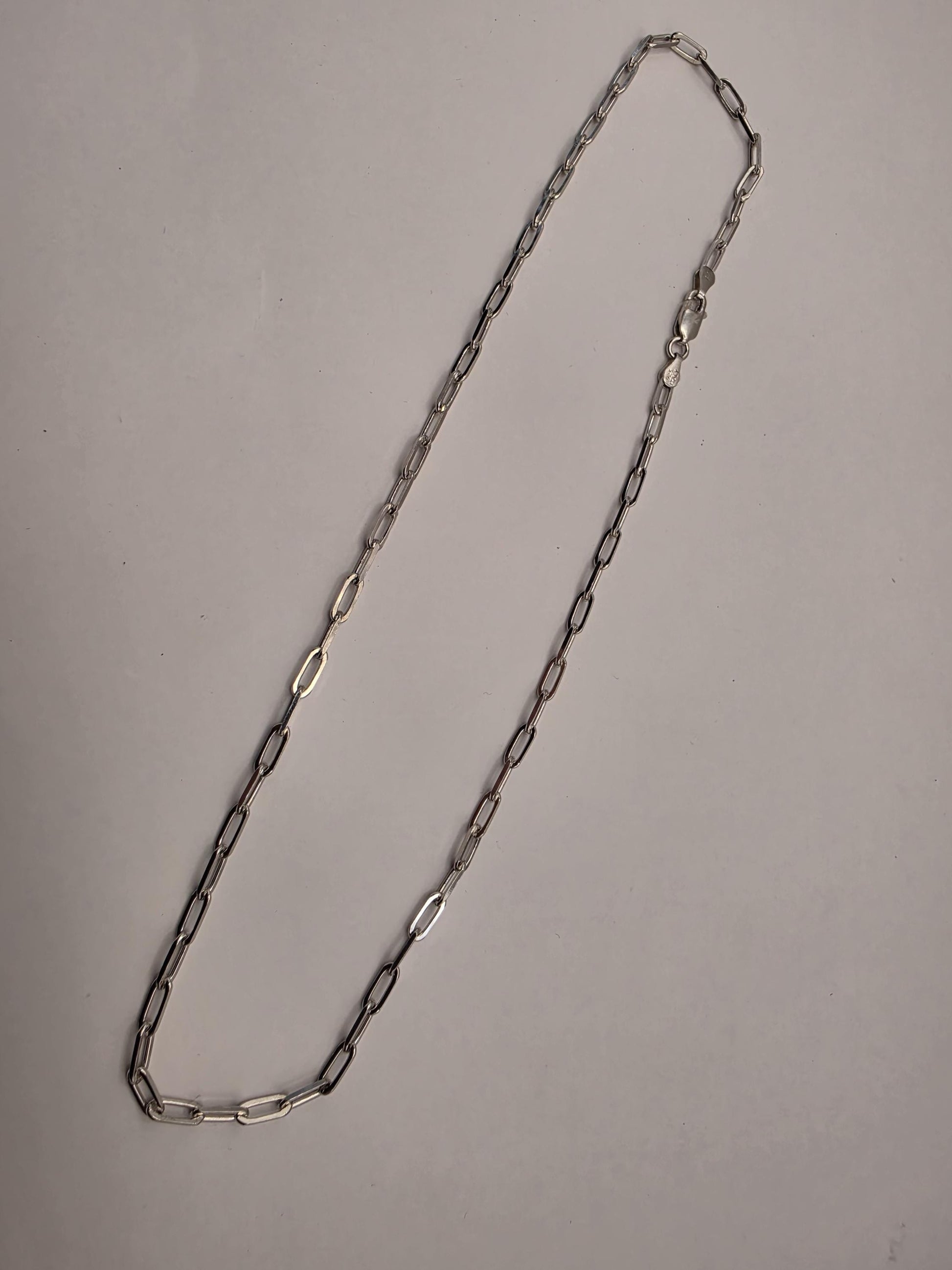 Sterling Silver Paperclip Chain Necklace | 925 Silver | 18 Inch | 3.2mm | Elongated Link Layering Chain | Unisex