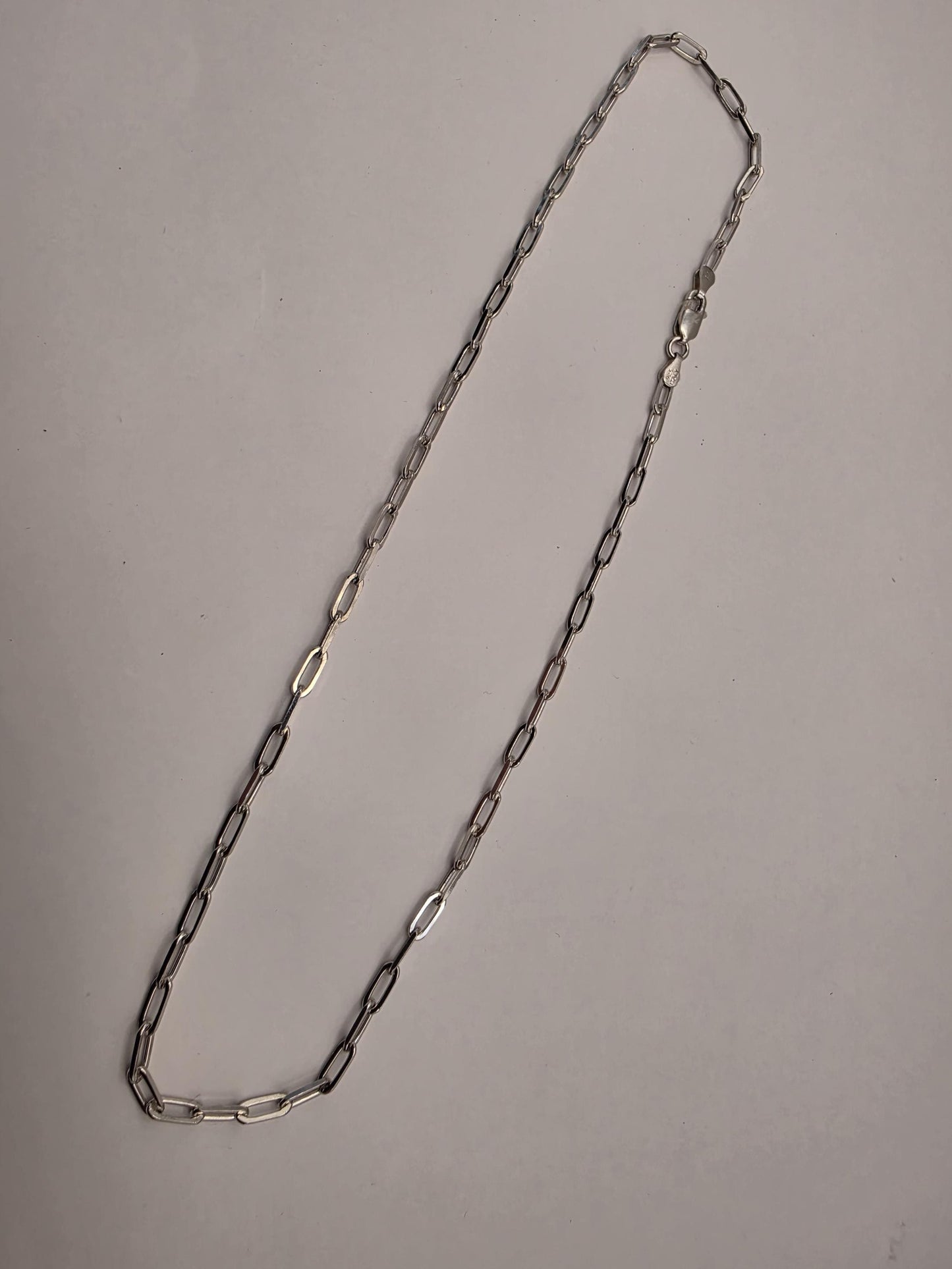 Sterling Silver Paperclip Chain Necklace | 925 Silver | 18 Inch | 3.2mm | Elongated Link Layering Chain | Unisex