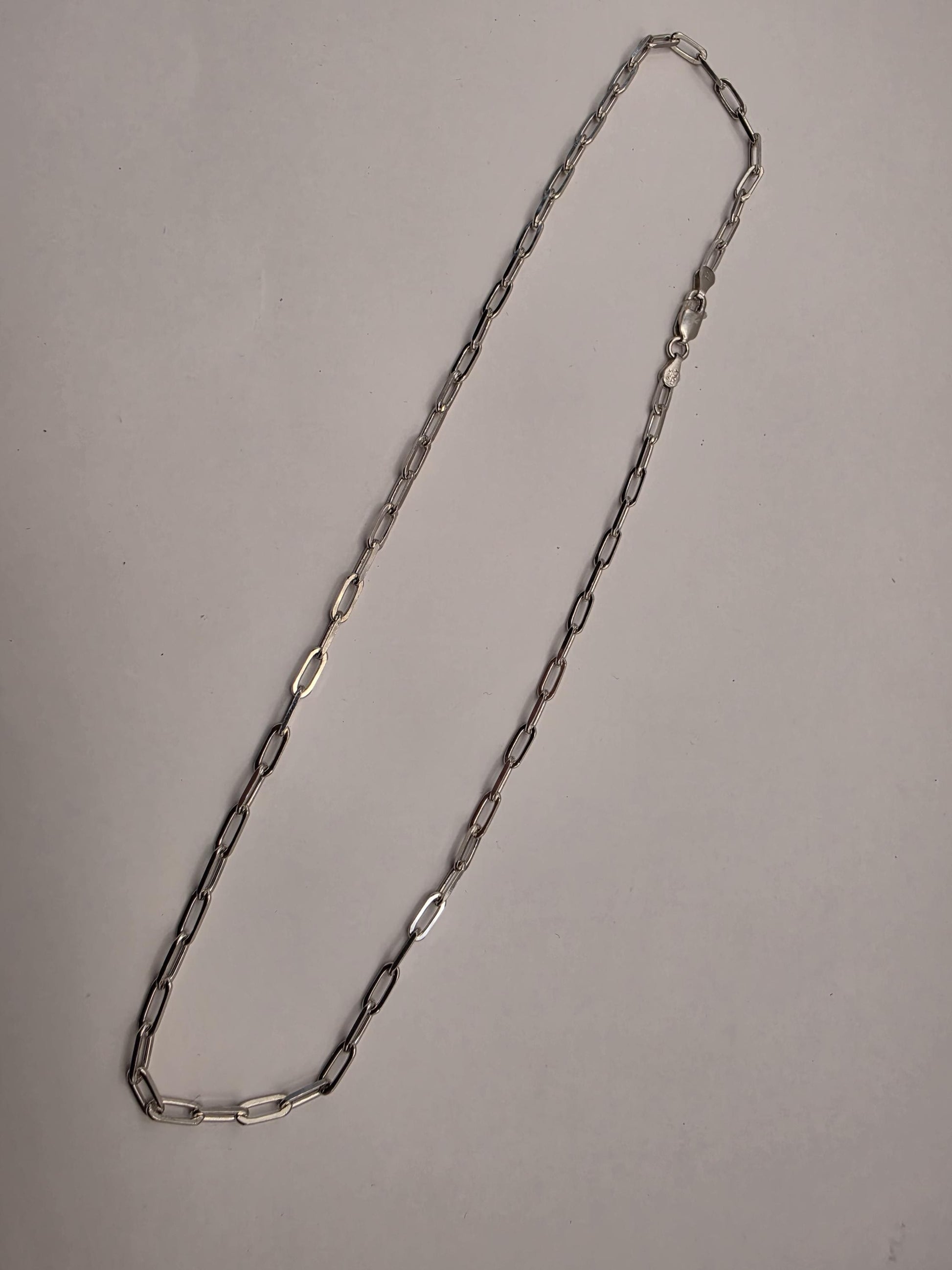 Sterling Silver Paperclip Chain Necklace | 925 Silver | 18 Inch | 3.2mm | Elongated Link Layering Chain | Unisex