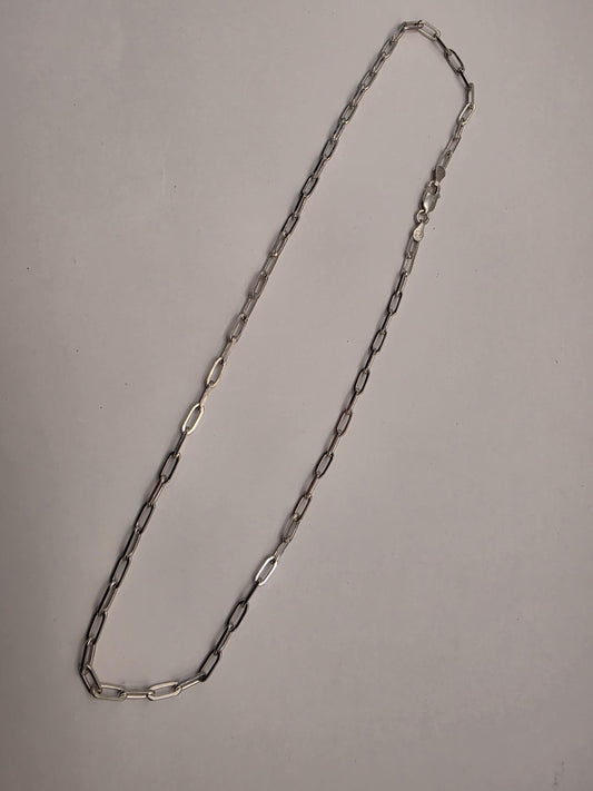 Sterling Silver Paperclip Chain Necklace | 925 Silver | 18 Inch | 3.2mm | Elongated Link Layering Chain | Unisex
