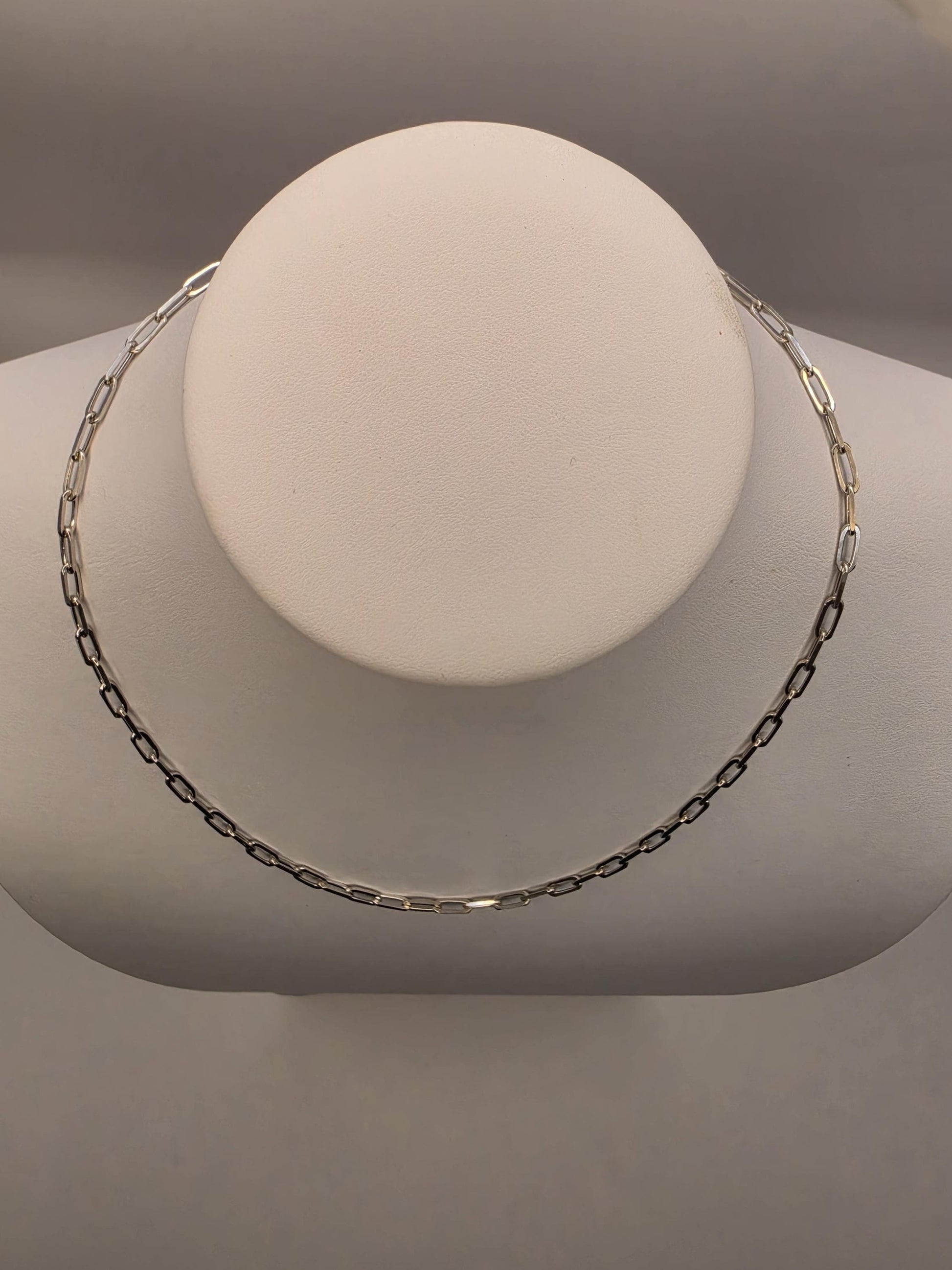 Sterling Silver Paperclip Chain Necklace | 925 Silver | 18 Inch | 3.2mm | Elongated Link Layering Chain | Unisex