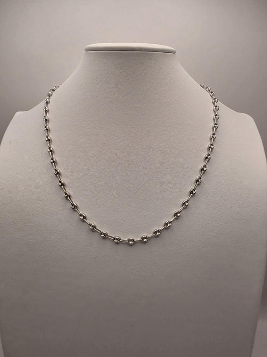 Sterling Silver Mariner Chain Necklace | 925 Silver | 20 Inch | 4.6mm | Puffed Anchor Link | Mens Womens Unisex Chain