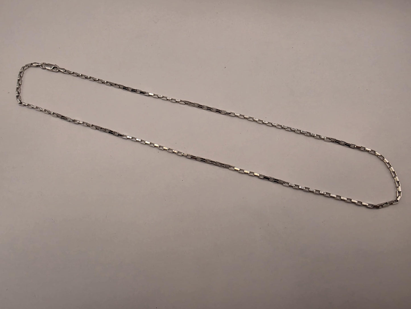 Sterling Silver Box Chain Necklace | 925 Silver | 20 Inch | 2.16mm | Elongated Box Link | Mens Womens Unisex Chain