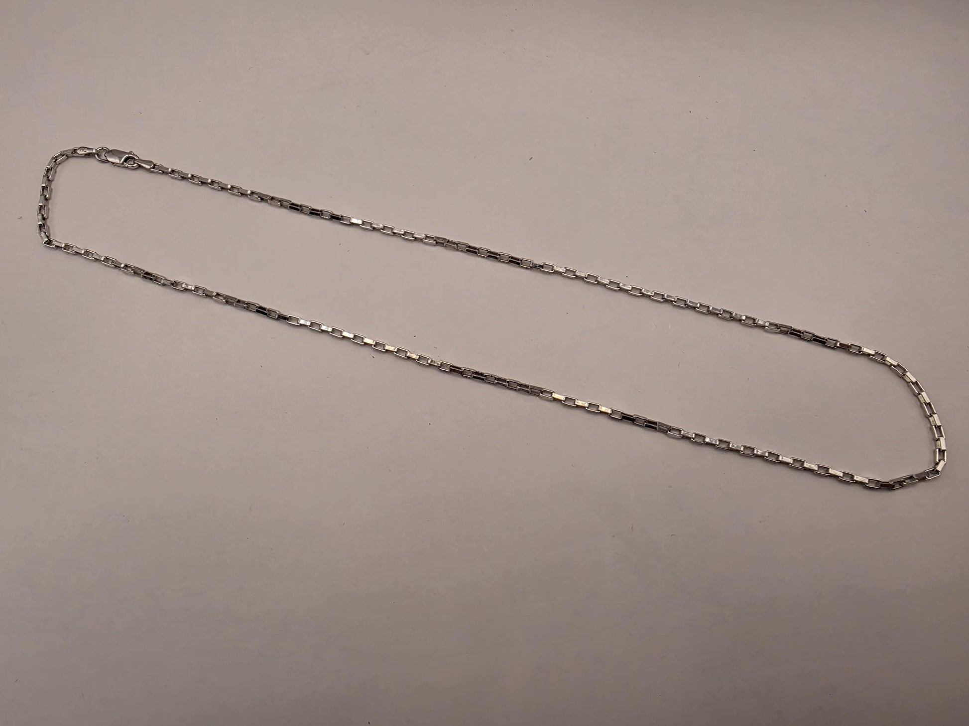 Sterling Silver Box Chain Necklace | 925 Silver | 20 Inch | 2.16mm | Elongated Box Link | Mens Womens Unisex Chain