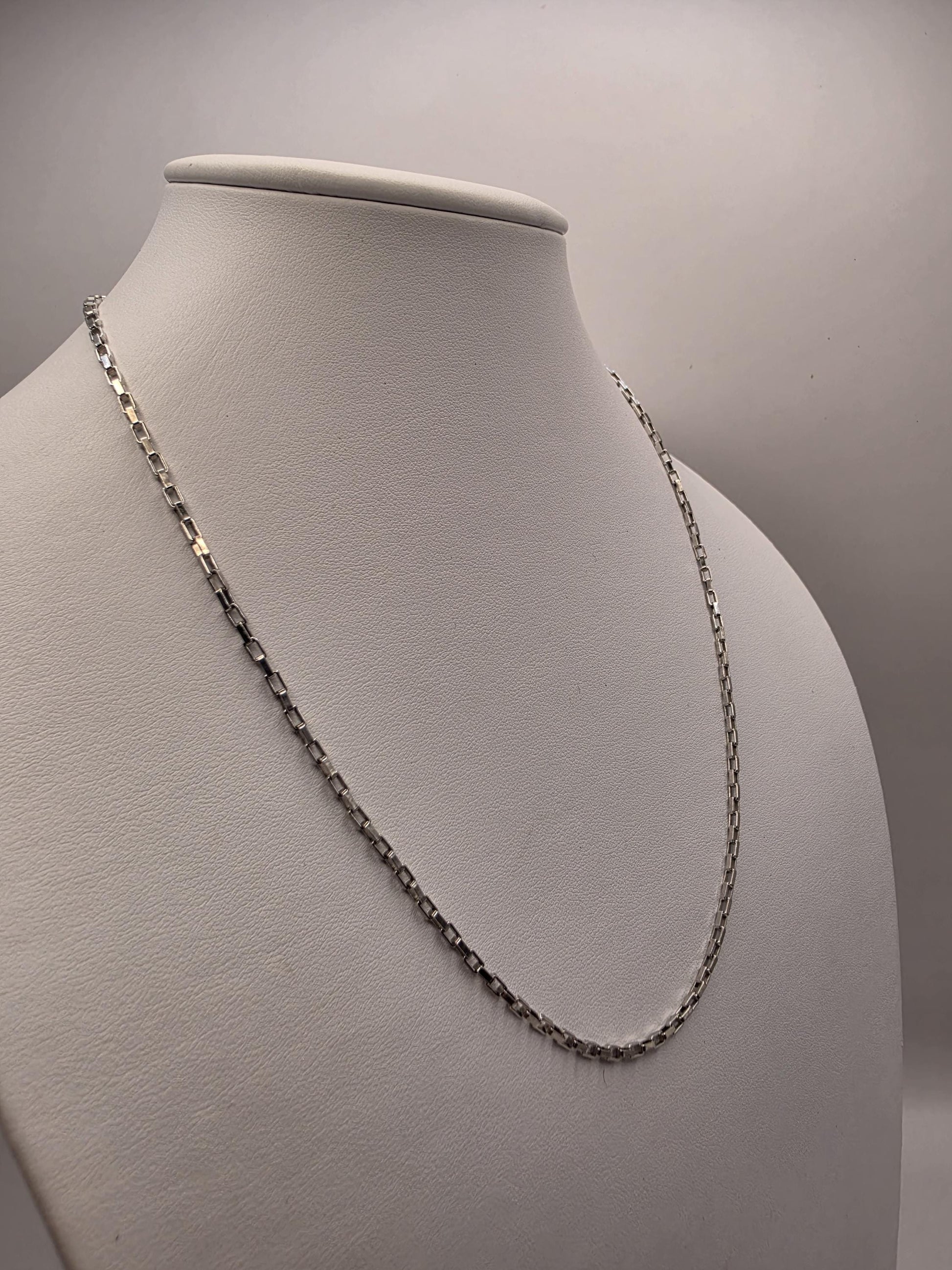 Sterling Silver Box Chain Necklace | 925 Silver | 20 Inch | 2.16mm | Elongated Box Link | Mens Womens Unisex Chain