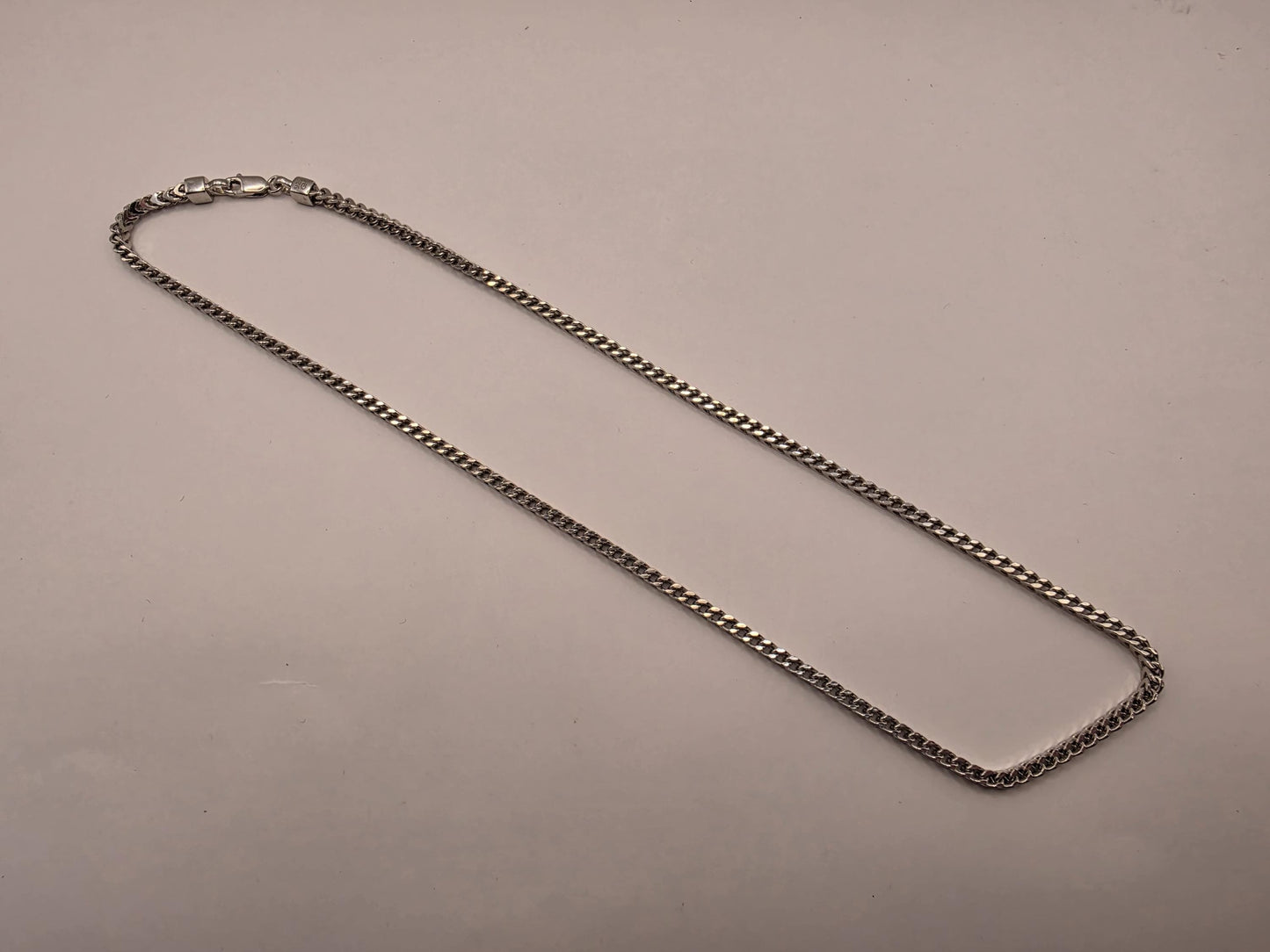 Sterling Silver Franco Chain Necklace | 925 Silver | 18 Inch | 2.55mm | Box Weave | Mens Womens Unisex Chain