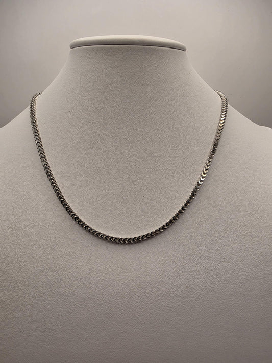 Sterling Silver Franco Chain Necklace | 925 Silver | 18 Inch | 2.55mm | Box Weave | Mens Womens Unisex Chain