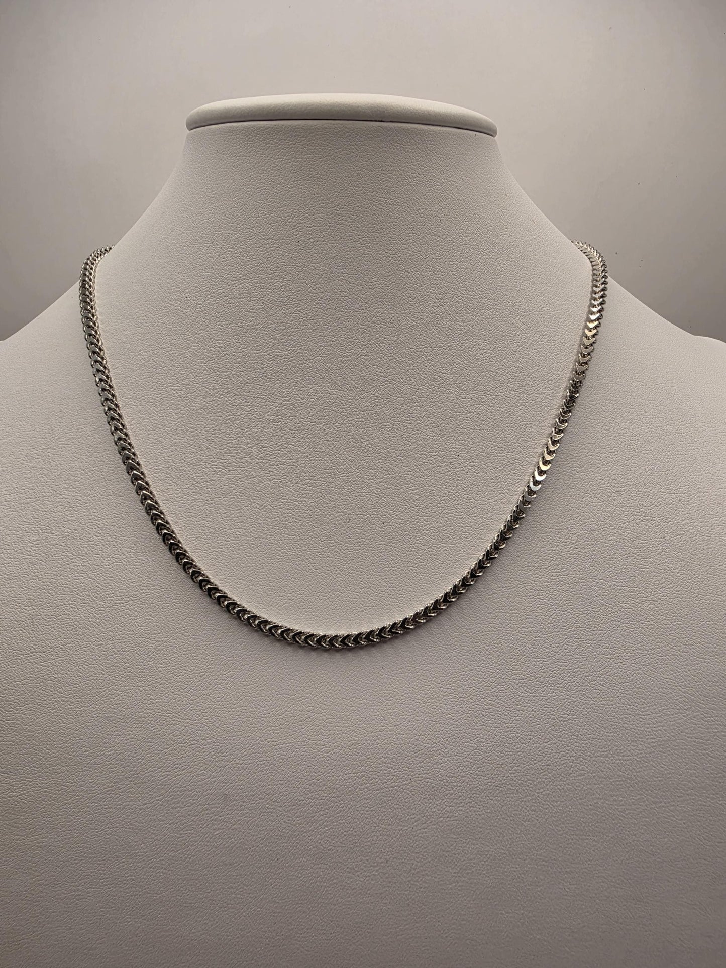 Sterling Silver Franco Chain Necklace | 925 Silver | 18 Inch | 2.55mm | Box Weave | Mens Womens Unisex Chain