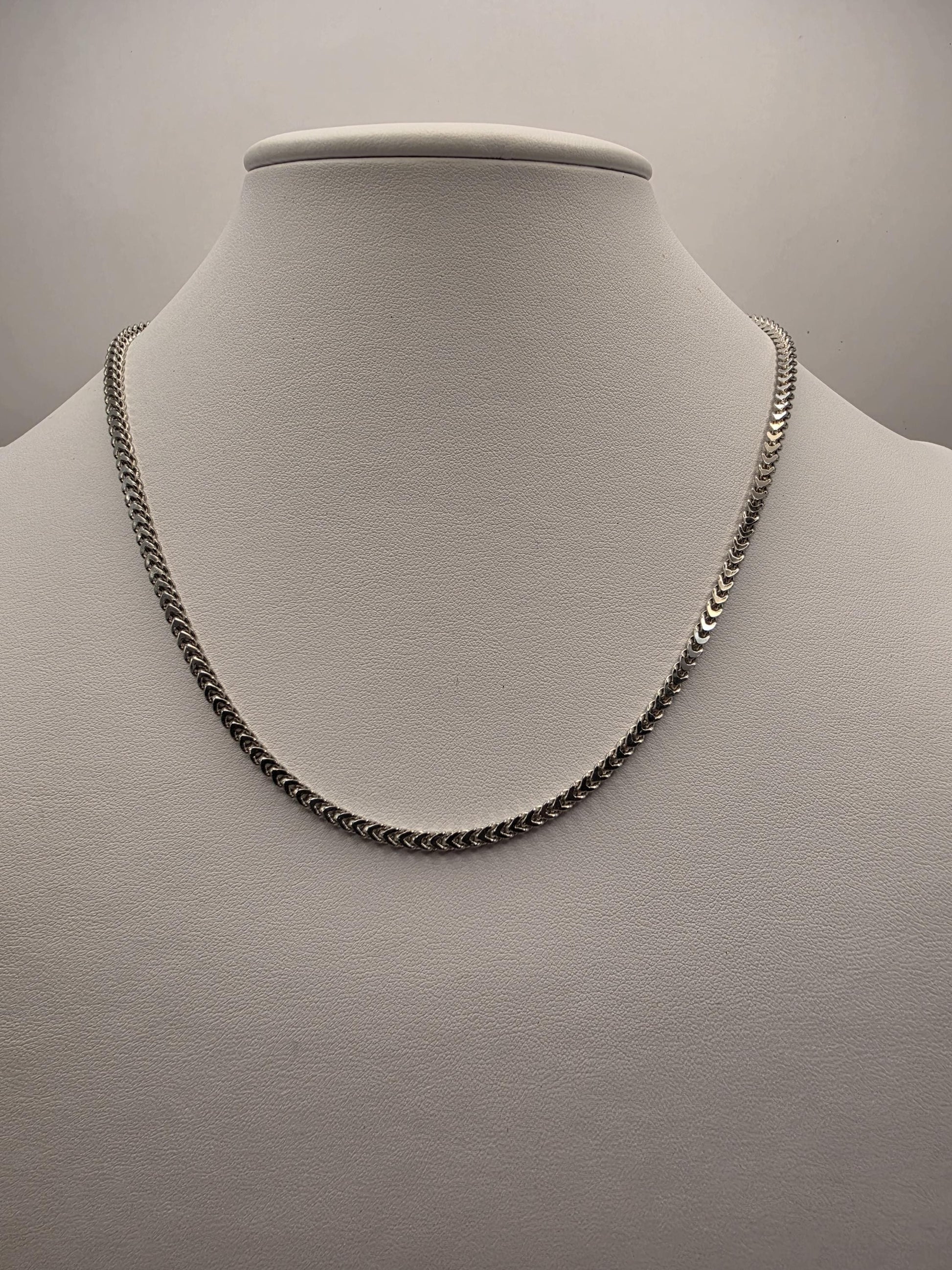 Sterling Silver Franco Chain Necklace | 925 Silver | 18 Inch | 2.55mm | Box Weave | Mens Womens Unisex Chain