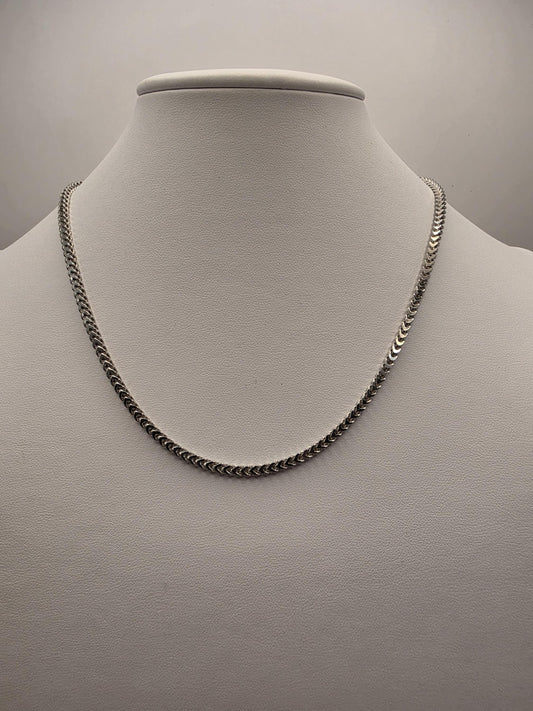 Sterling Silver Franco Chain Necklace | 925 Silver | 18 Inch | 2.55mm | Box Weave | Mens Womens Unisex Chain