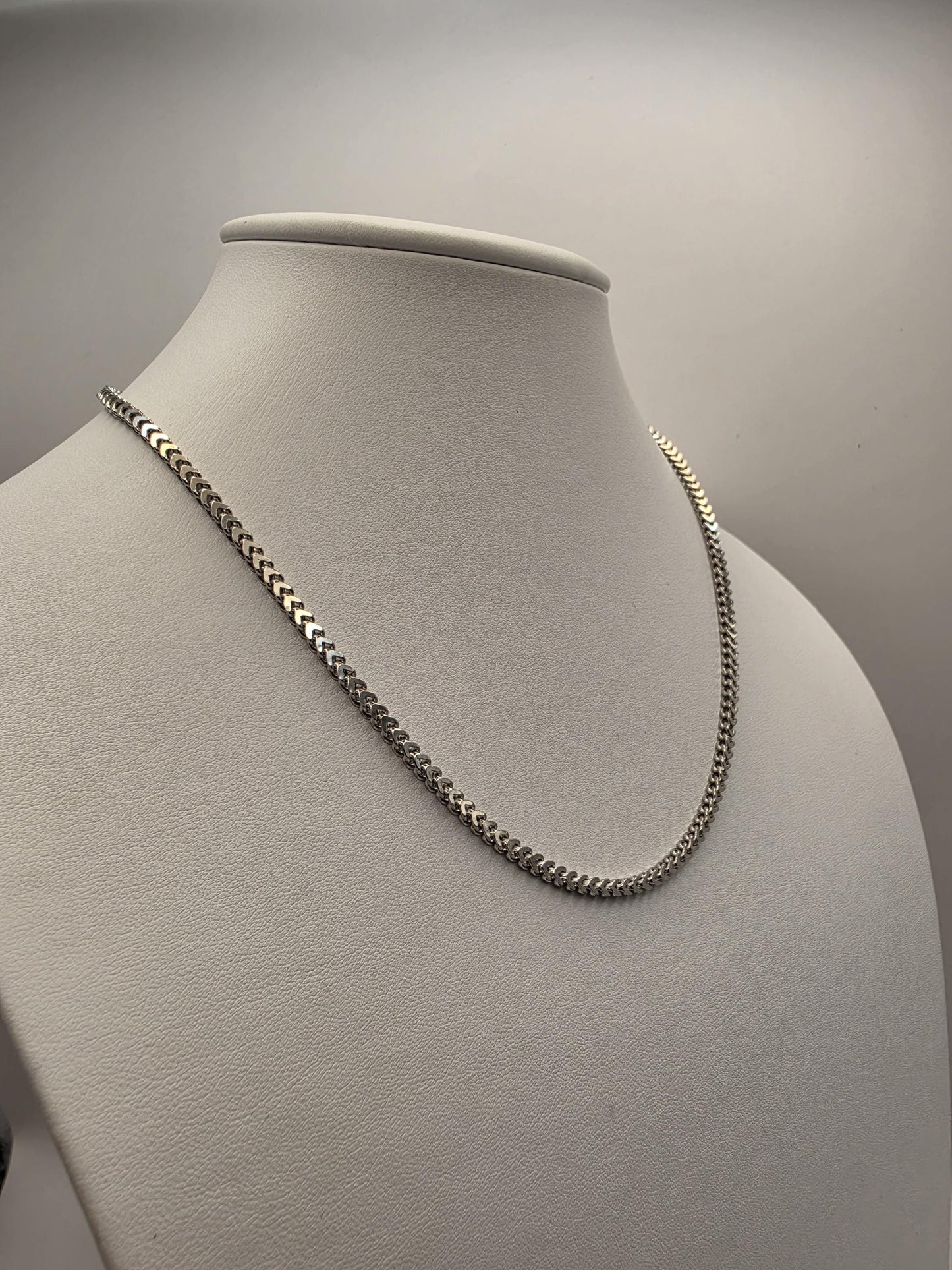 Sterling Silver Franco Chain Necklace | 925 Silver | 18 Inch | 2.55mm | Box Weave | Mens Womens Unisex Chain