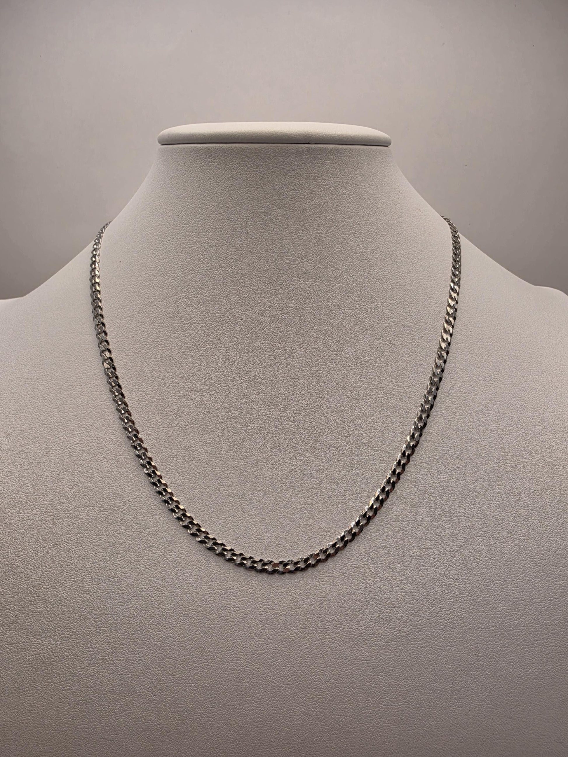 Sterling Silver Curb Chain Necklace | 925 Silver | 18 Inch | 3.75mm | Flat Cuban Link | Mens Womens Unisex Chain