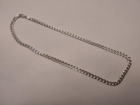 Sterling Silver Curb Chain Necklace | 925 Silver | 16 Inch | 4.5mm | Flat Cuban Link | Mens Womens Unisex Chain