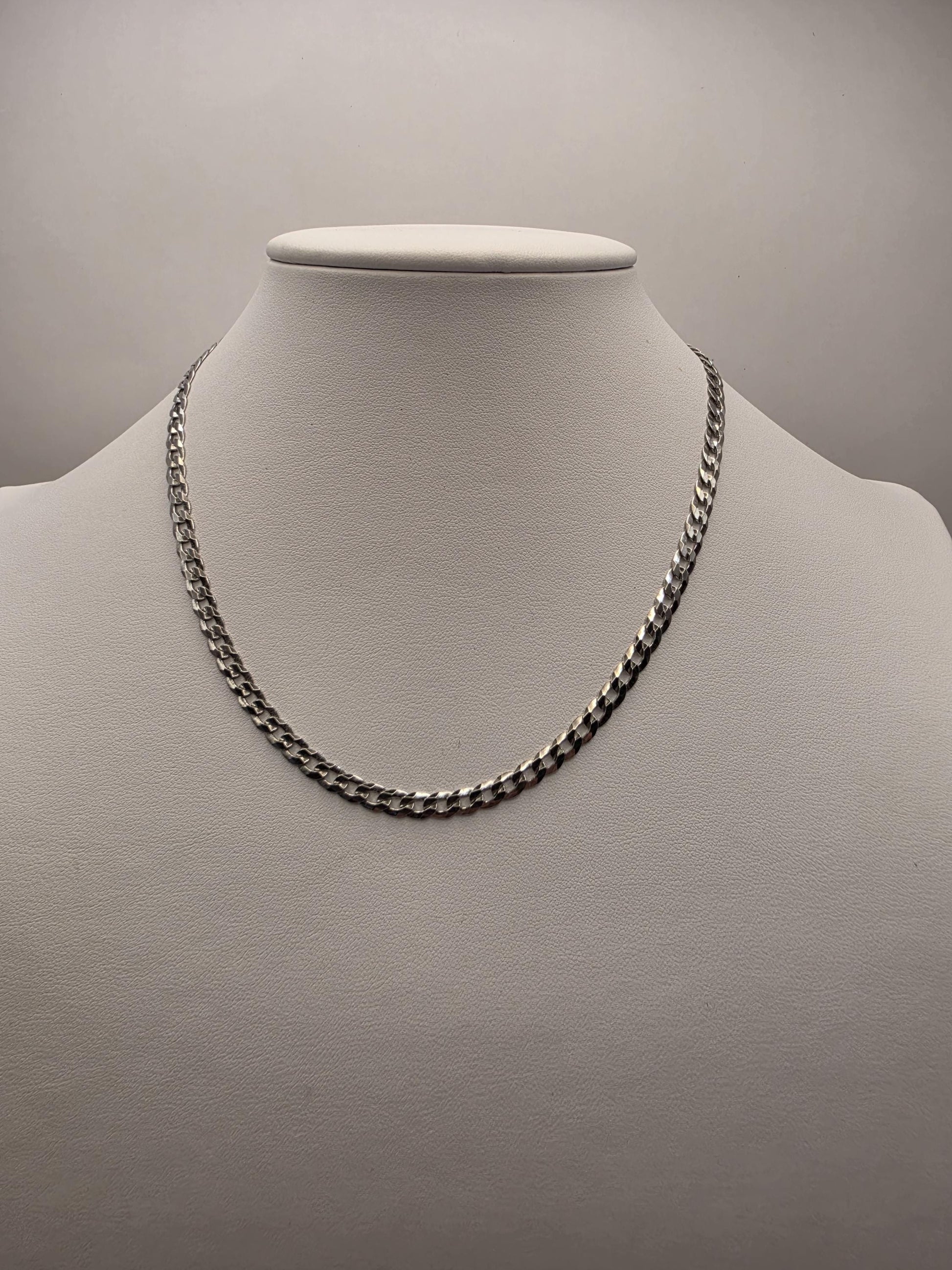 Sterling Silver Curb Chain Necklace | 925 Silver | 16 Inch | 4.5mm | Flat Cuban Link | Mens Womens Unisex Chain