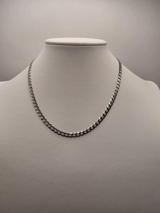 Sterling Silver Curb Chain Necklace | 925 Silver | 16 Inch | 4.5mm | Flat Cuban Link | Mens Womens Unisex Chain