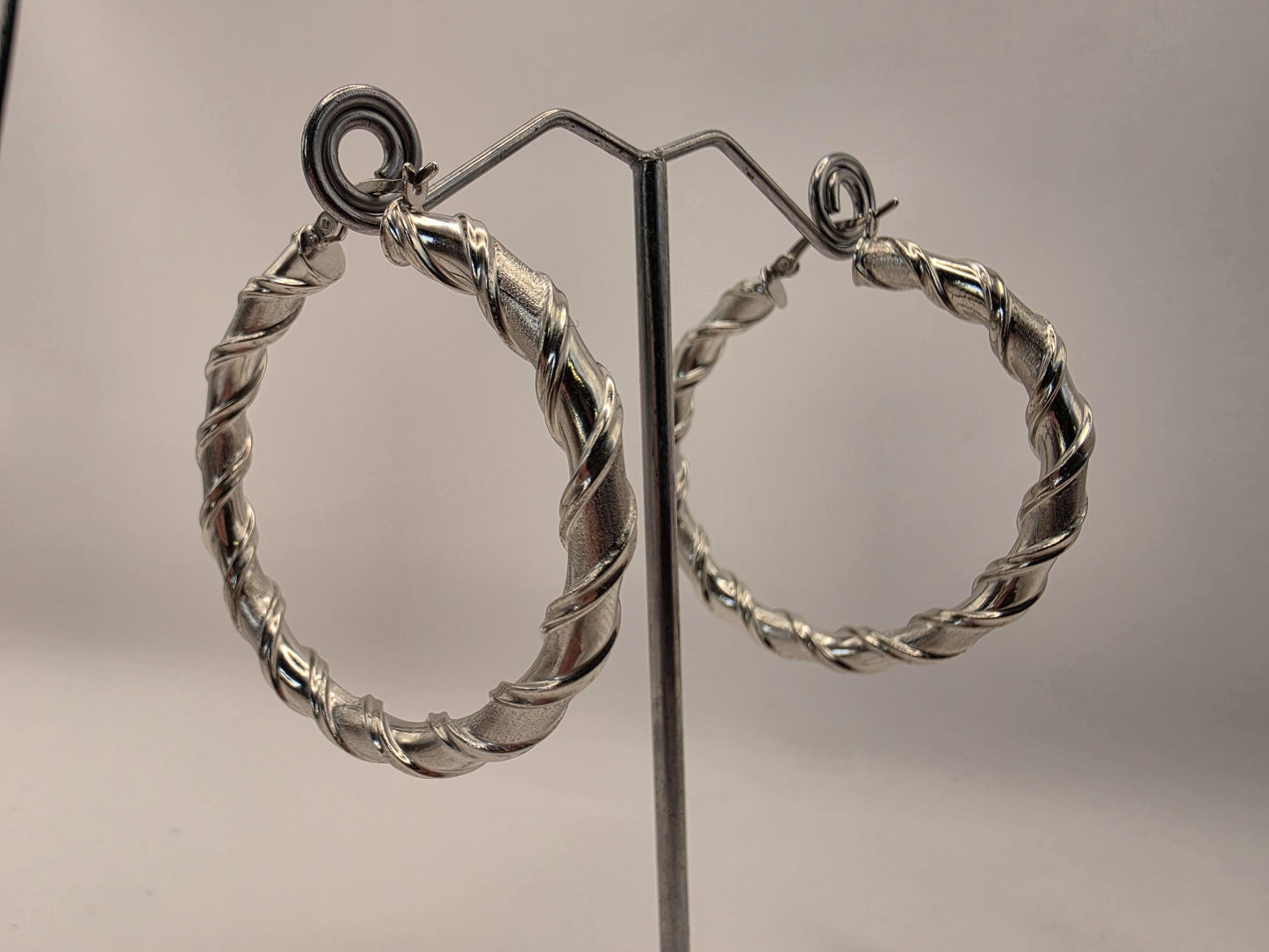 Sterling Silver Twisted Hoop Earrings | 925 Silver | 1.75 Inch | Chunky Twisted Rope Hoops | Womens Statement Hoops