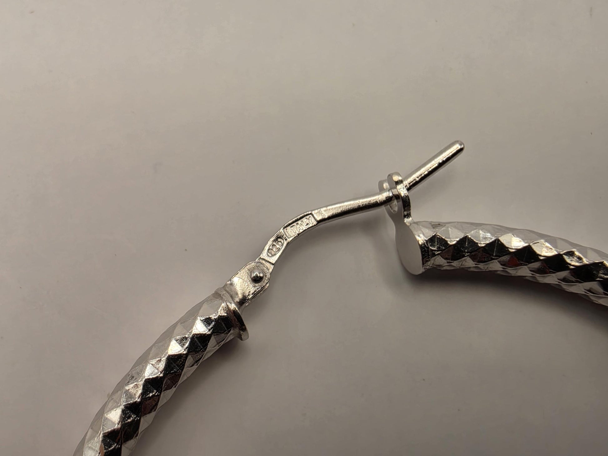 Sterling Silver Diamond Cut Hoop Earrings | 925 Silver | 2 Inch | Sparkle Faceted Hoops | Womens Large Statement Hoops