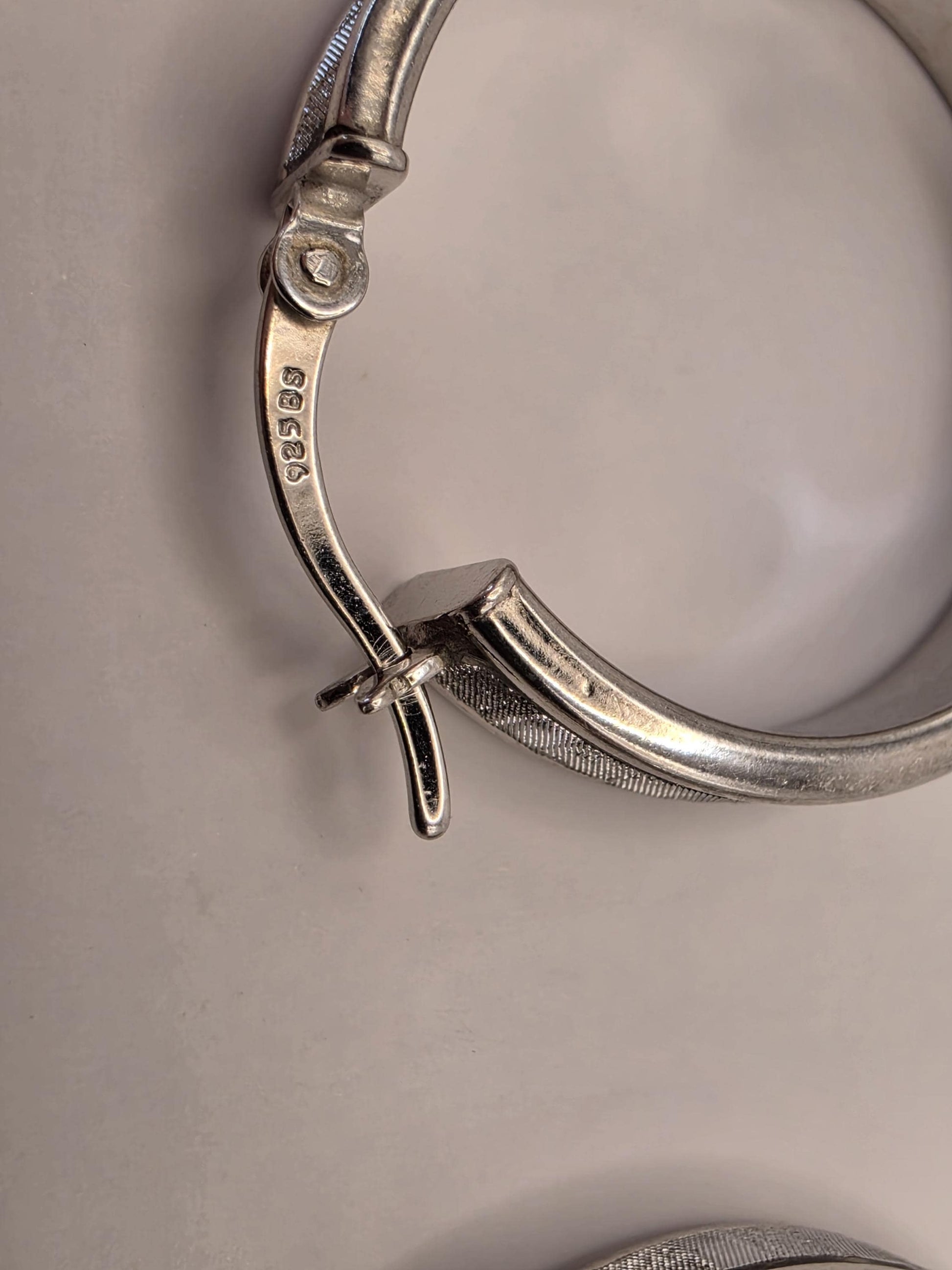 Sterling Silver Patterned Huggie Hoop Earrings | 925 Silver | 1 Inch | Textured Band Hoops | Womens Everyday Hoops