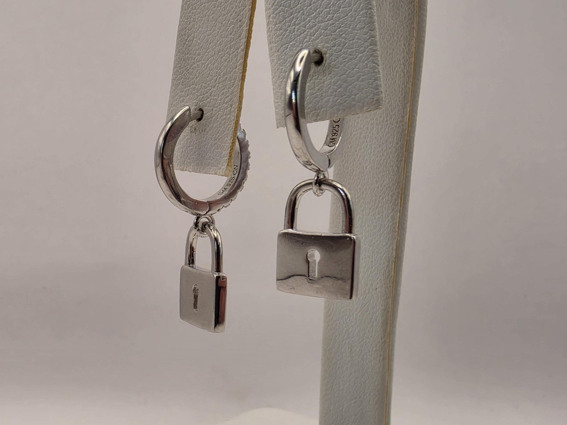 Sterling Silver Padlock Drop Earrings | 925 Silver | CZ Huggie Hoops | Lock Charm Dangle | Womens Edgy Drop Earrings