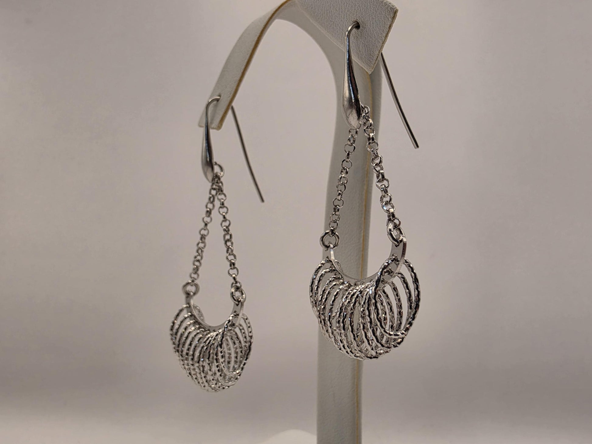 Sterling Silver Chandelier Drop Earrings | 925 Silver | Fringe Tassel Dangle | Diamond Cut Fan | Womens Statement Pair
