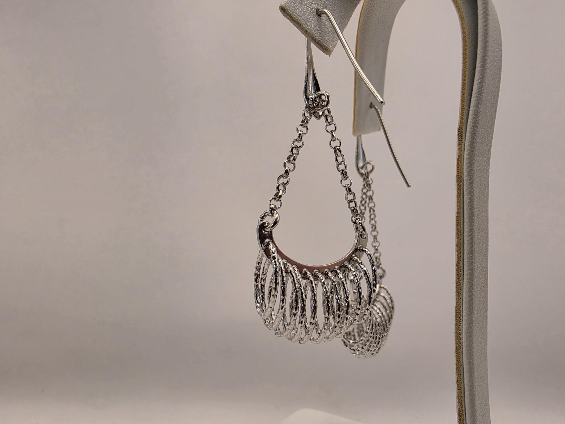 Sterling Silver Chandelier Drop Earrings | 925 Silver | Fringe Tassel Dangle | Diamond Cut Fan | Womens Statement Pair