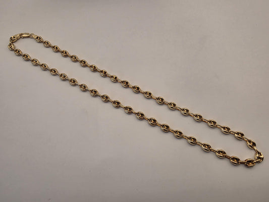 Gold Plated Mariner Chain Necklace | 925 Silver | 20 Inch | 6mm | Puffed Anchor Link | Mens Womens Unisex Gold Chain
