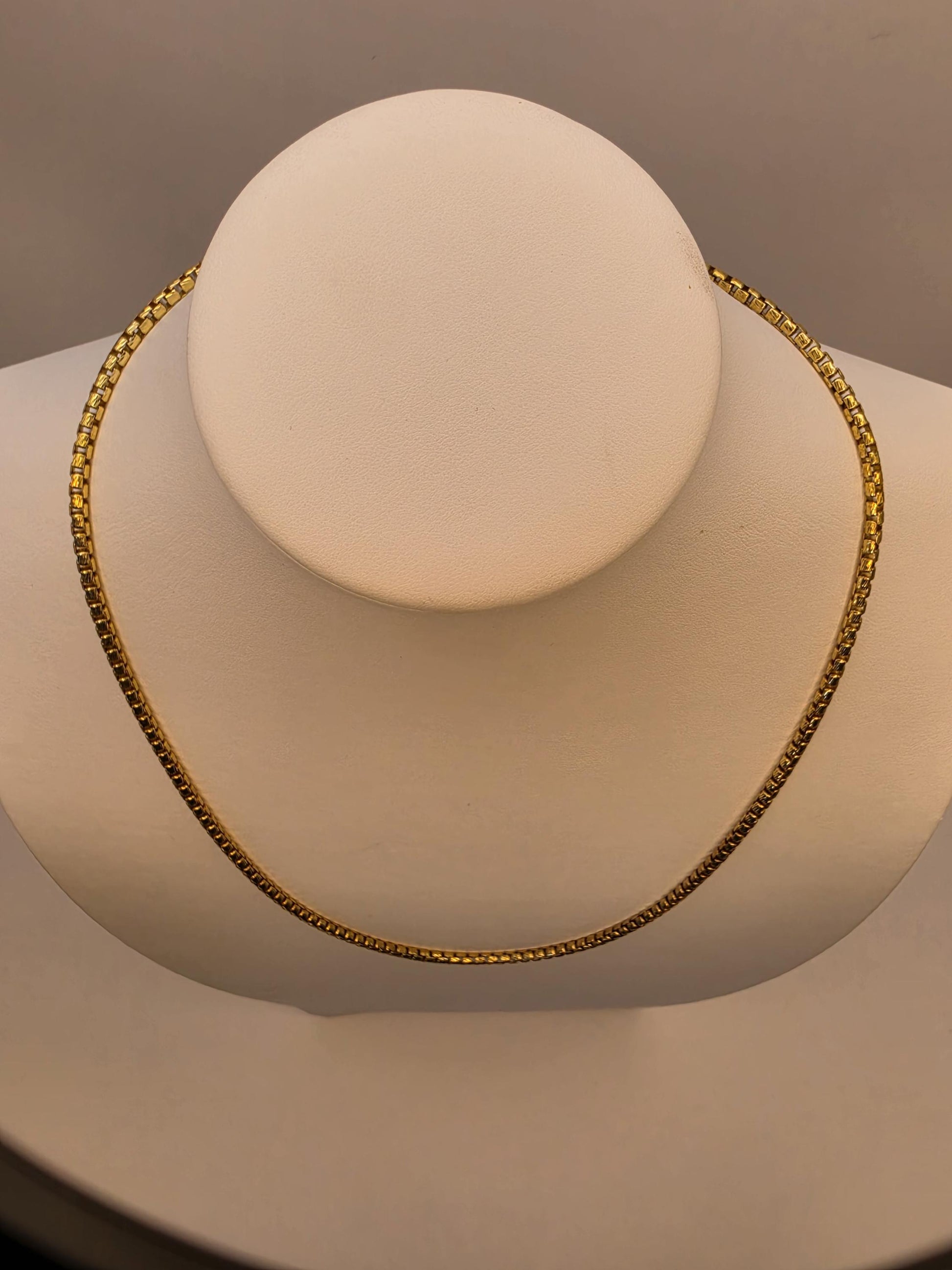 Gold Plated Box Chain Necklace | 925 Silver | 22 Inch | 3.67mm | Rounded Box Link | Mens Womens Unisex Gold Chain
