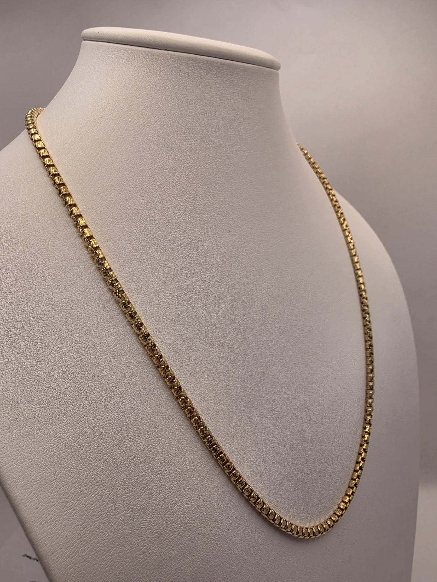 Gold Plated Box Chain Necklace | 925 Silver | 22 Inch | 3.67mm | Rounded Box Link | Mens Womens Unisex Gold Chain