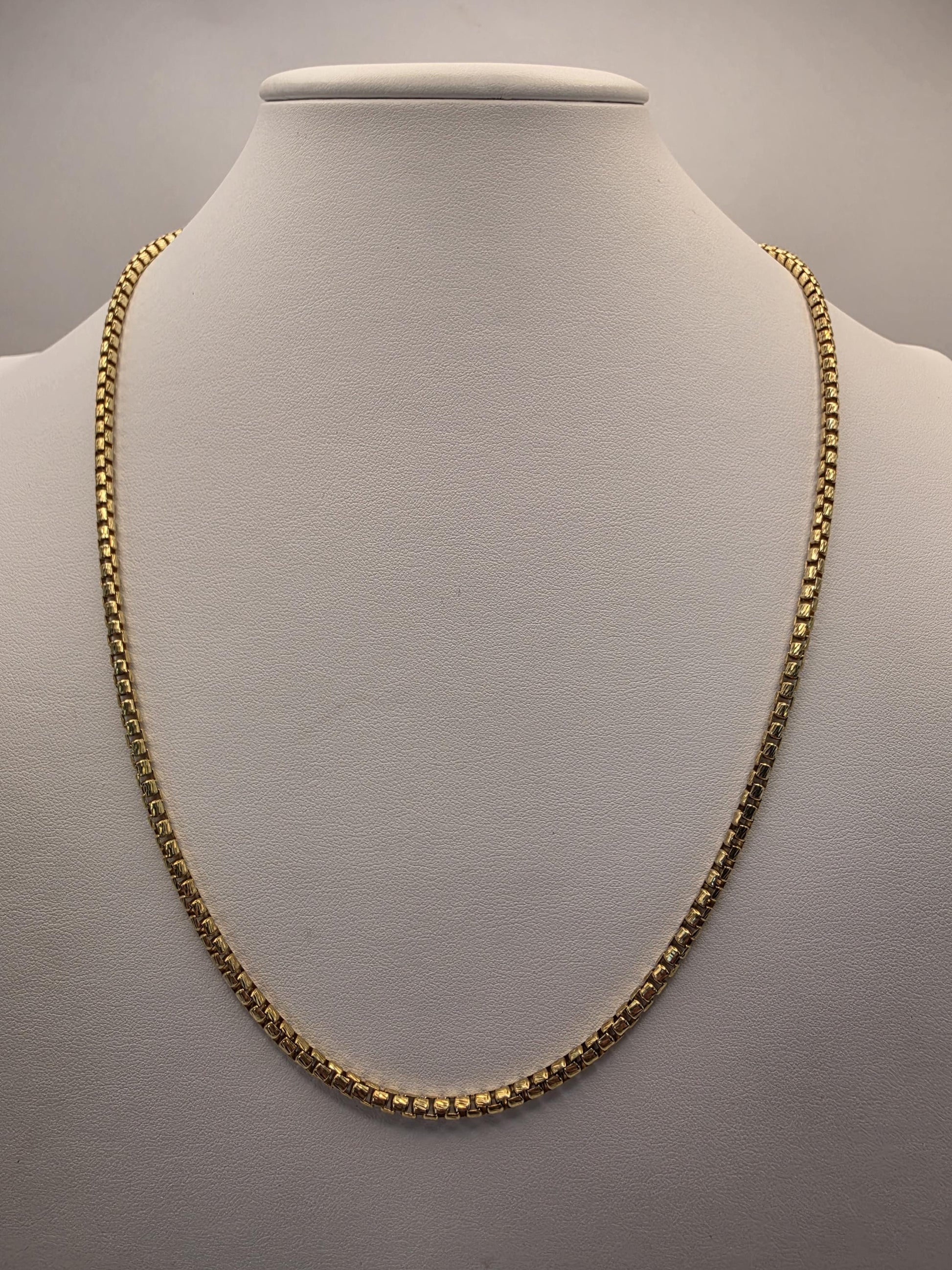 Gold Plated Box Chain Necklace | 925 Silver | 22 Inch | 3.67mm | Rounded Box Link | Mens Womens Unisex Gold Chain