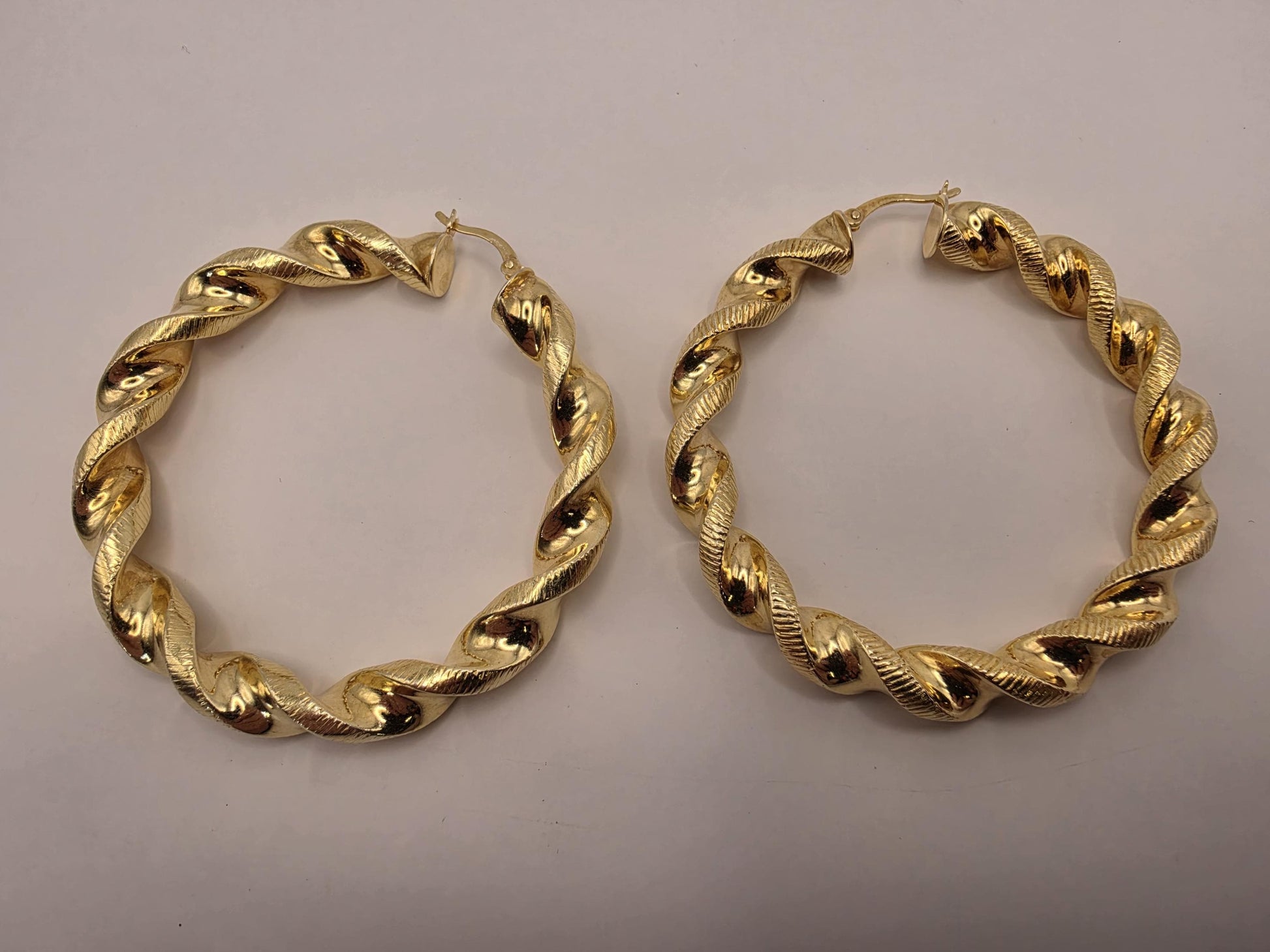 Gold Plated Twisted Hoop Earrings | 925 Silver | 2 Inch | Chunky Twisted Rope Hoops | Womens Statement Gold Hoops