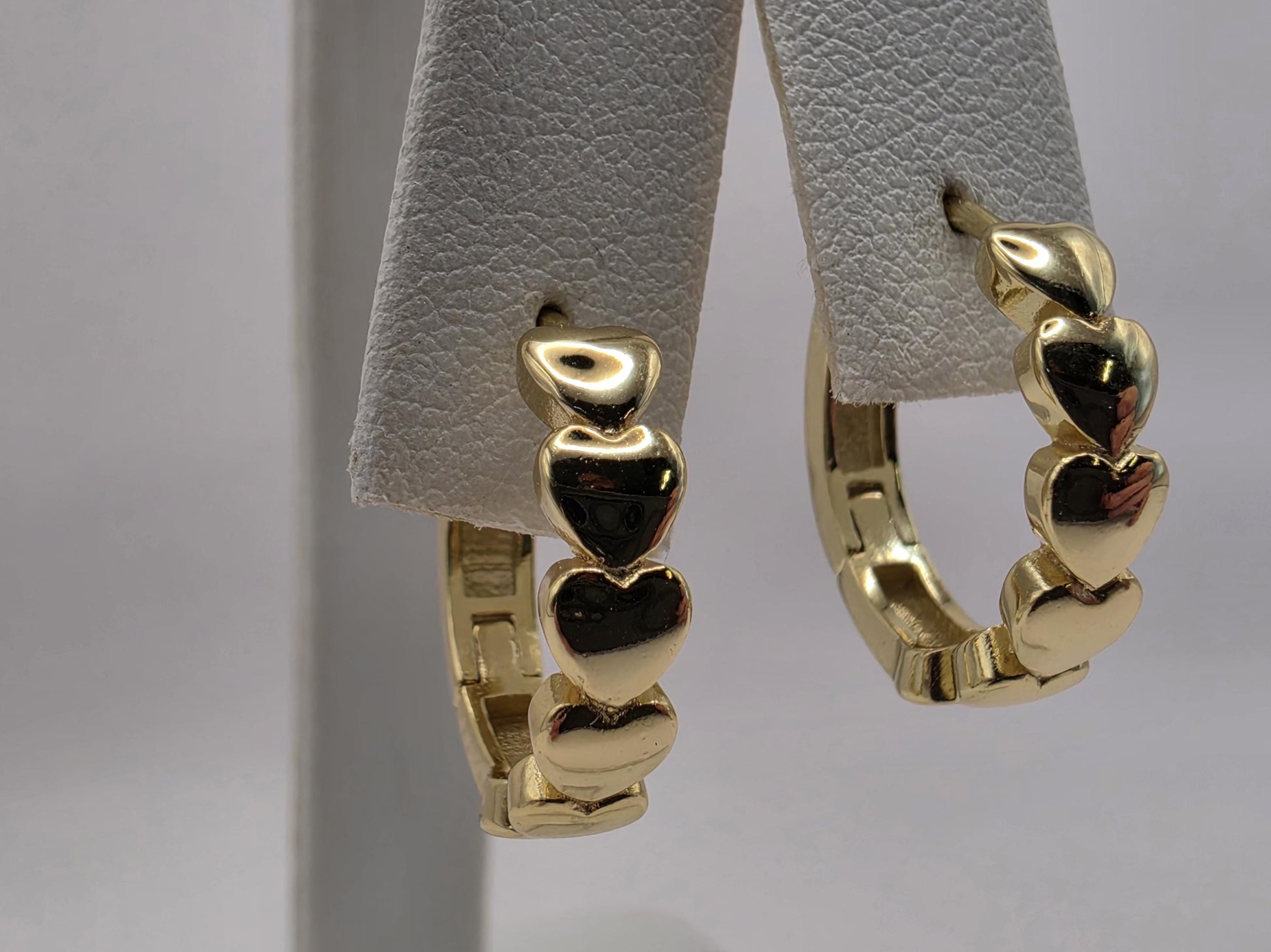 Gold Plated Heart Huggie Hoop Earrings | 925 Silver | .75 Inch | Heart Link Hoops | Womens Dainty Gold Huggies