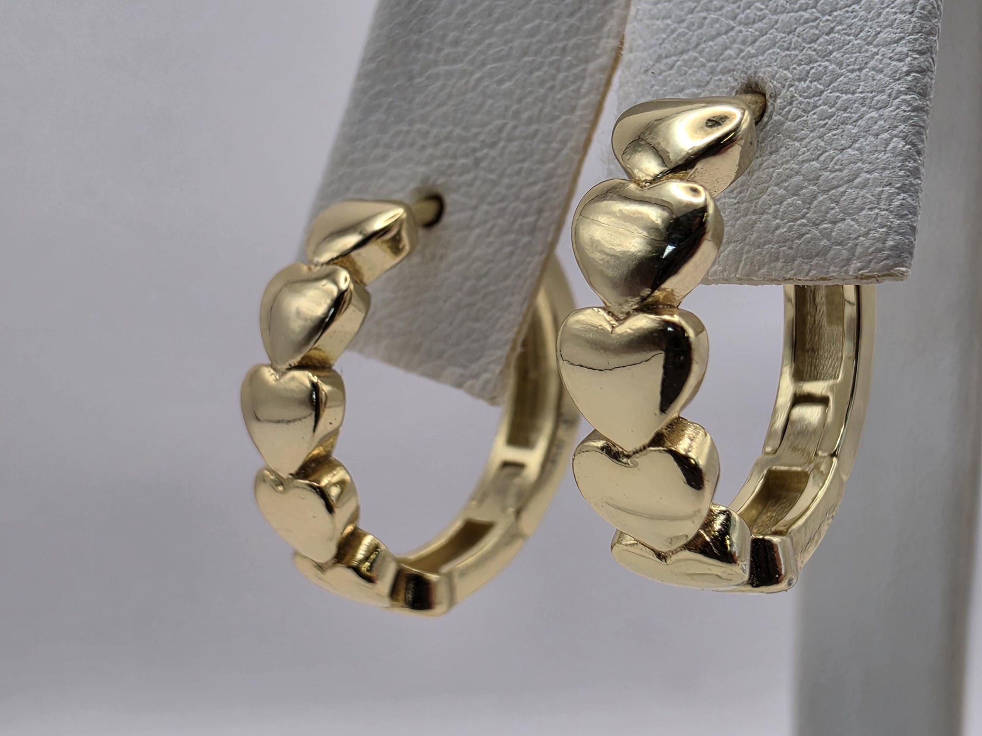 Gold Plated Heart Huggie Hoop Earrings | 925 Silver | .75 Inch | Heart Link Hoops | Womens Dainty Gold Huggies