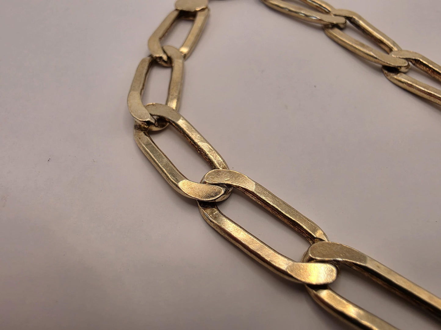 Gold Plated Link Bracelet | 925 Silver | 8 Inch | 7.62mm | Elongated Flat Link | Mens Womens Unisex Gold Bracelet