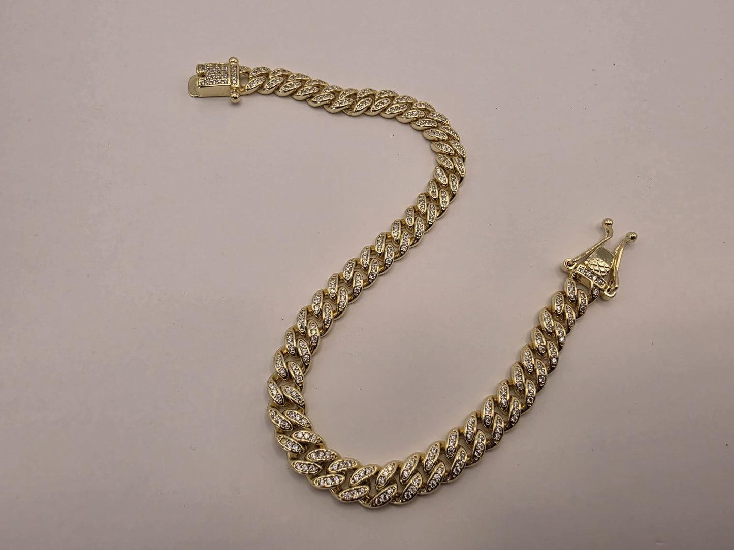Gold Plated CZ Cuban Link Bracelet | 925 Silver | 8.5 Inch | 6mm | Iced Pave Curb Link | Mens Womens Unisex Bracelet