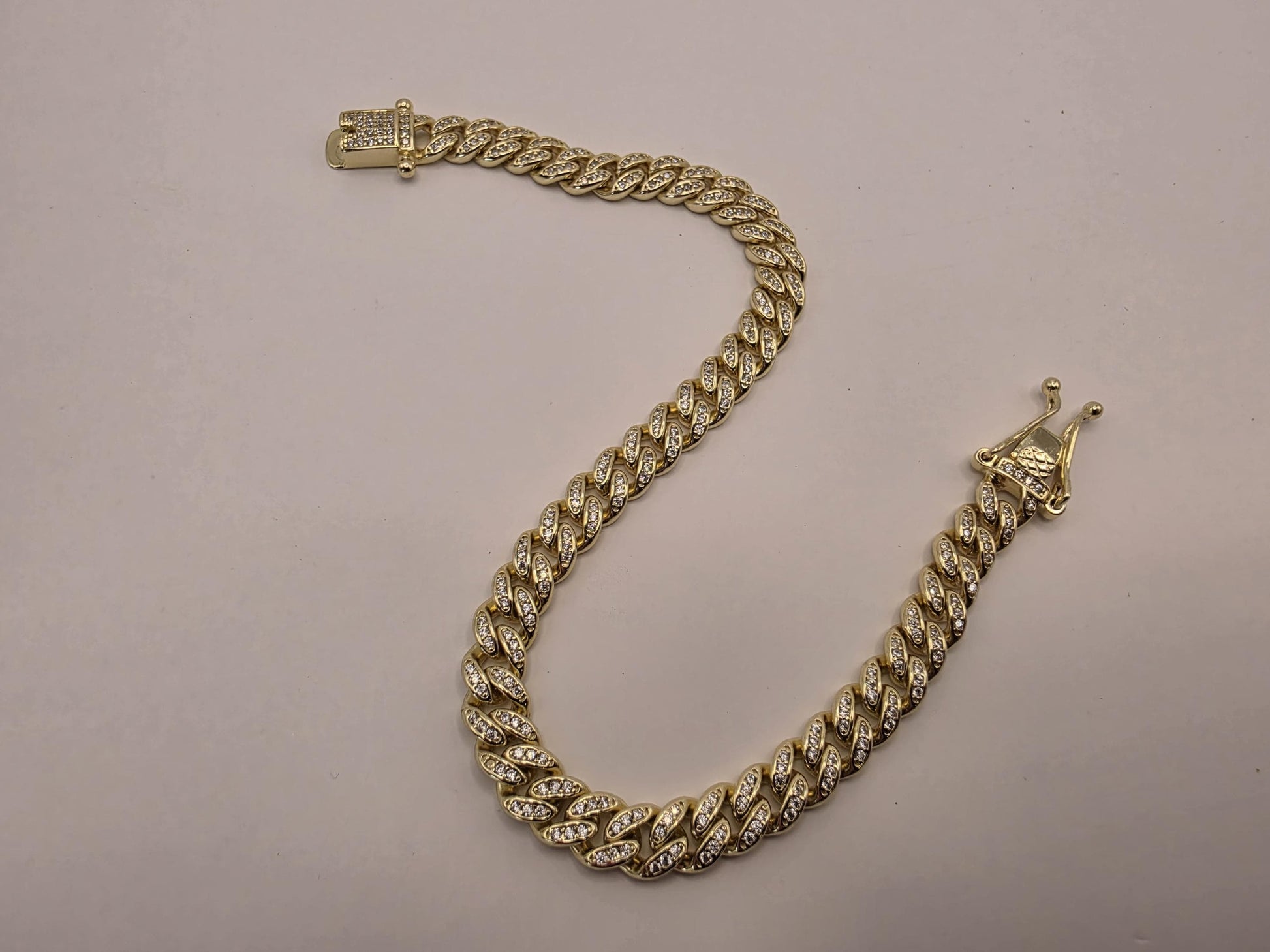 Gold Plated CZ Cuban Link Bracelet | 925 Silver | 8.5 Inch | 6mm | Iced Pave Curb Link | Mens Womens Unisex Bracelet
